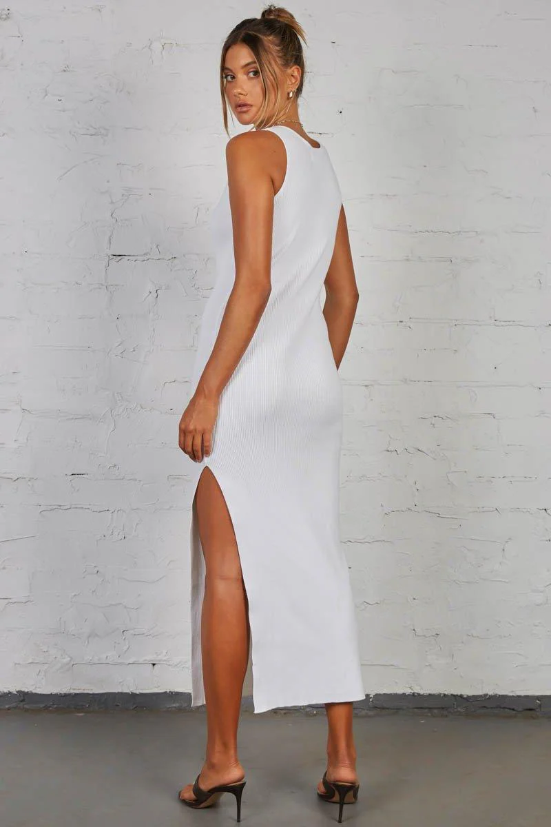 Mish Ribbed Maxi Dress - White - Image 8
