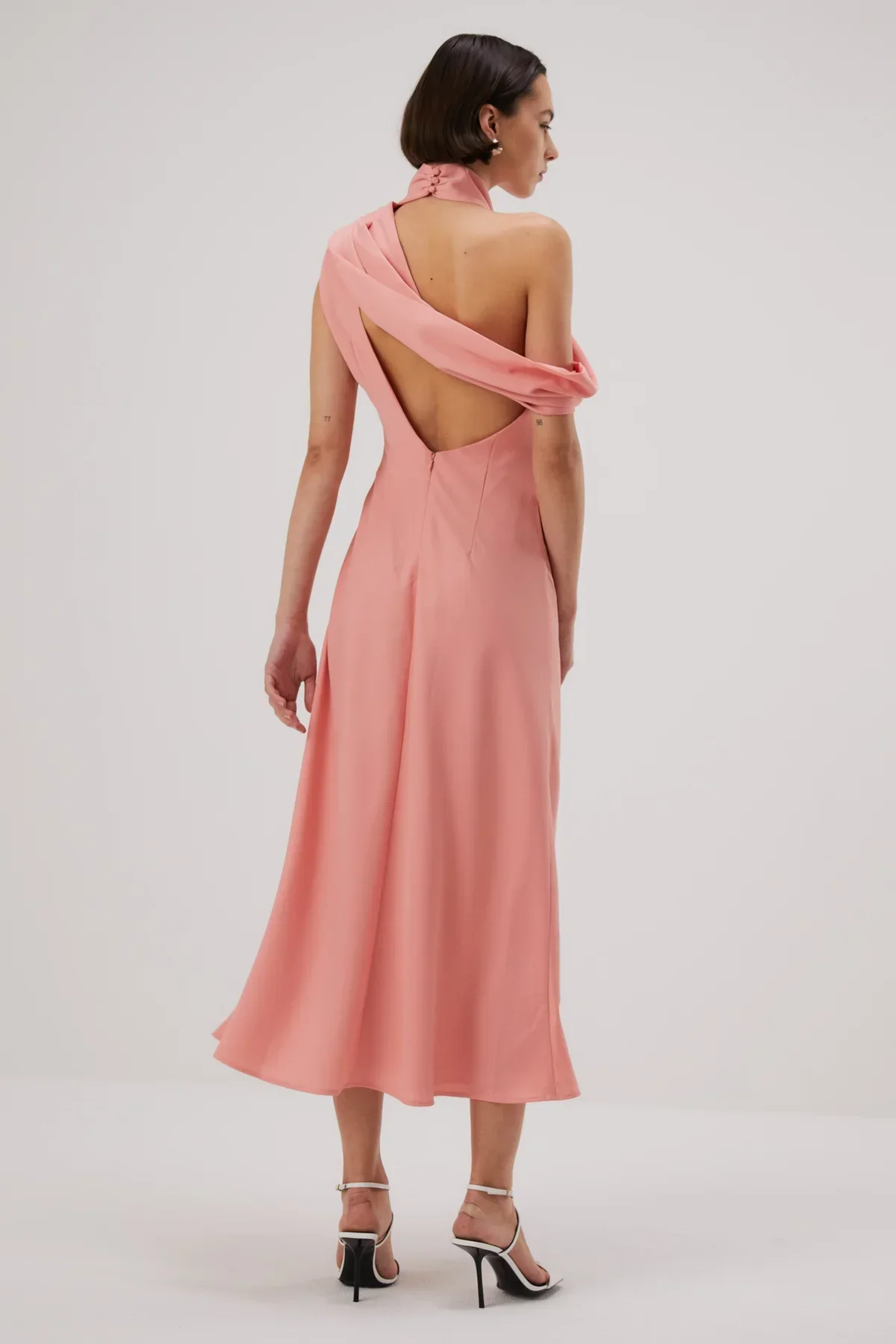 Misha Amiya Satin Midi Dress - Quartz Pink - Image 2