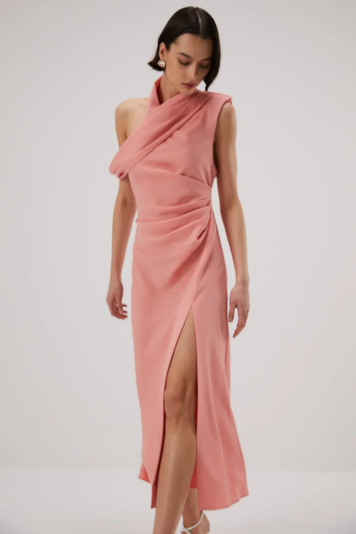 Misha Amiya Satin Midi Dress - Quartz Pink - Image 3