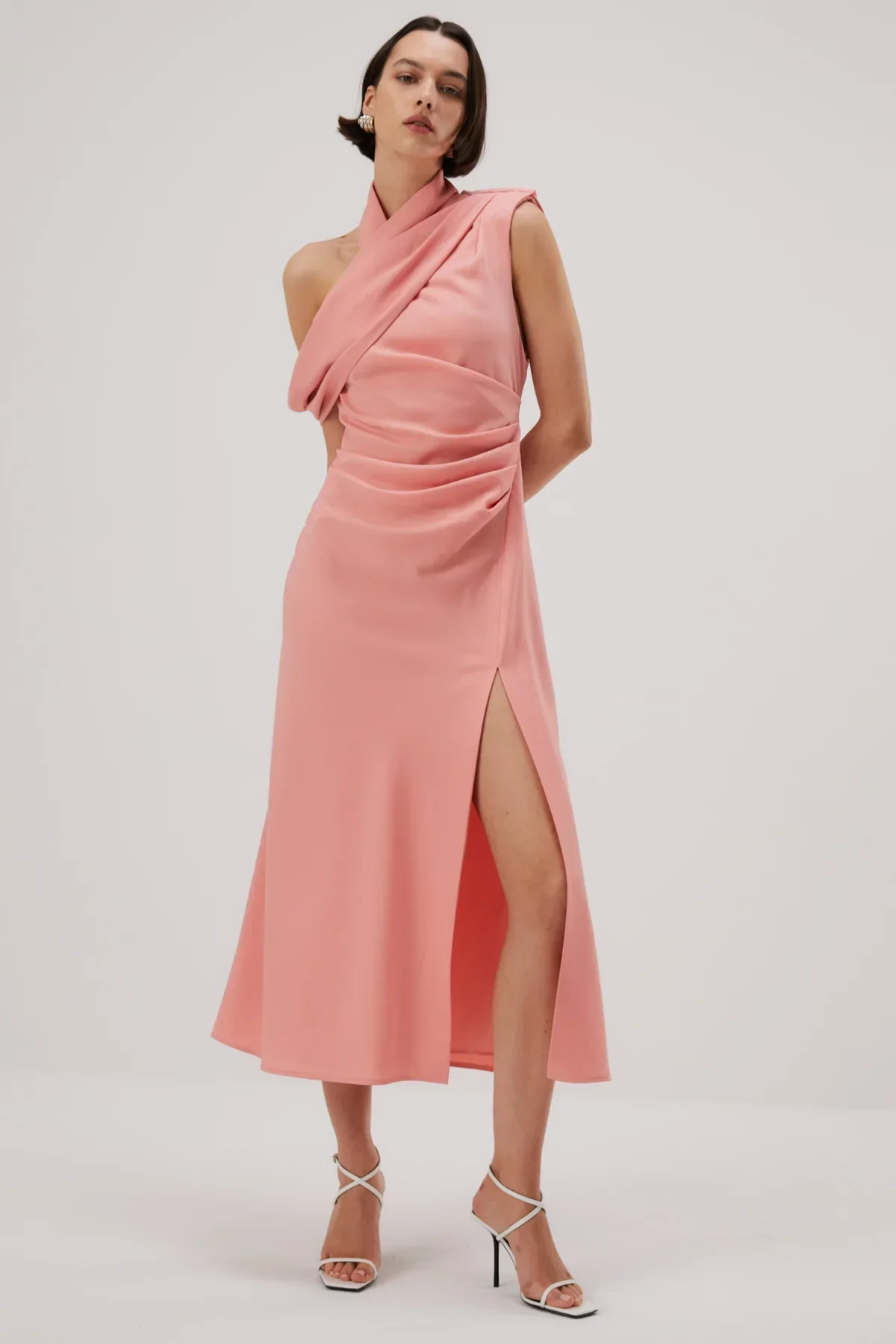 Misha Amiya Satin Midi Dress - Quartz Pink - Image 4