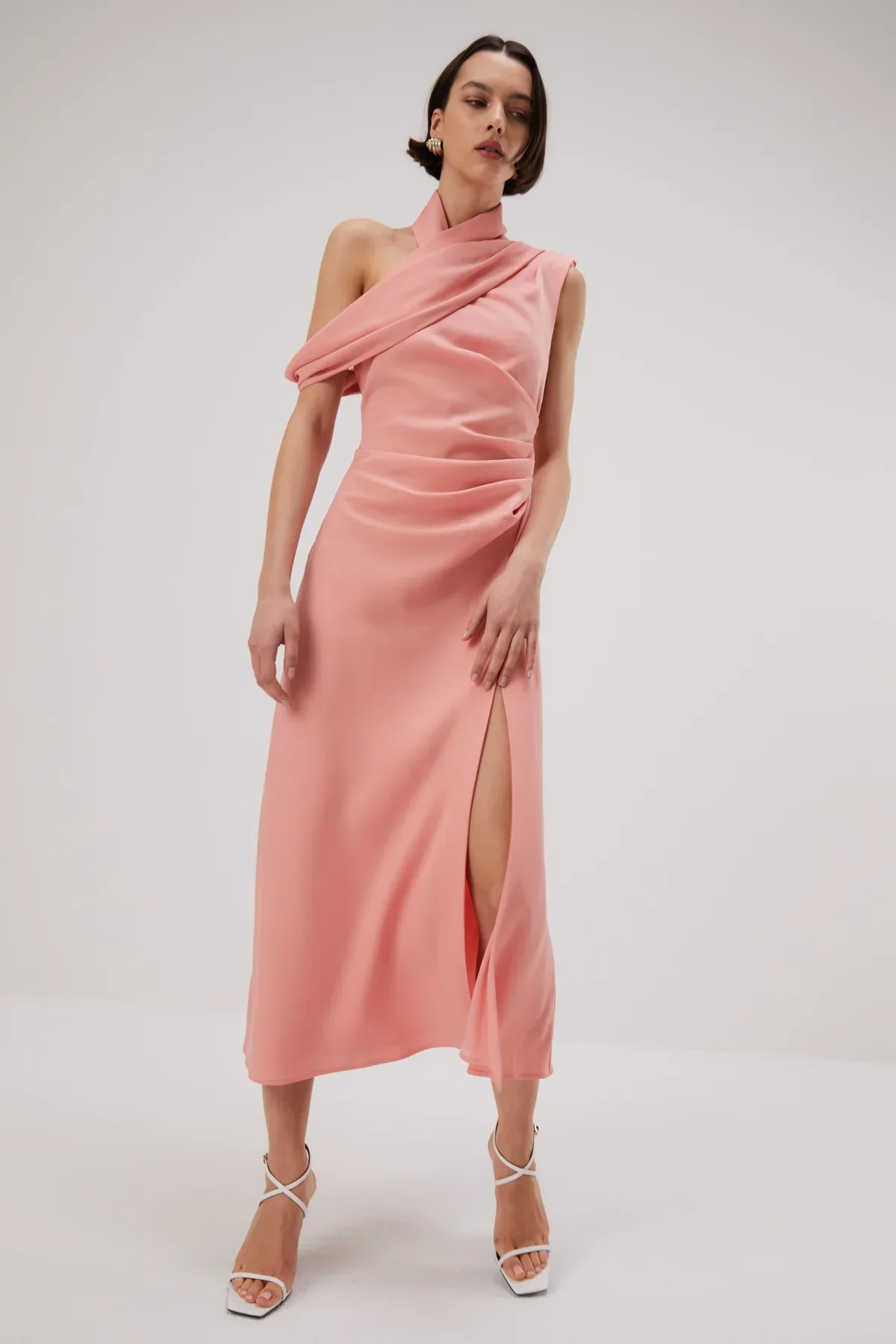 Misha Amiya Satin Midi Dress - Quartz Pink - Image 6