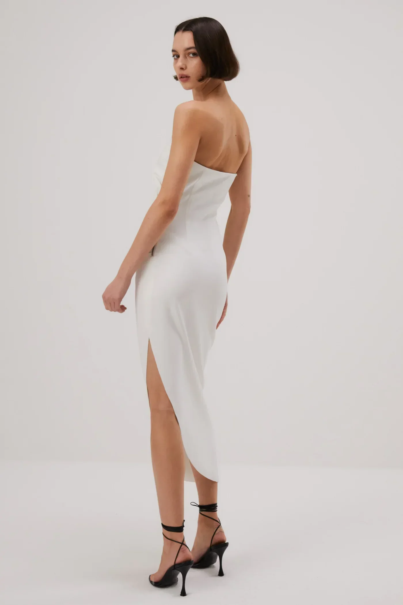 Misha Audrina Bonded Crepe Midi Dress - Ivory - Image 2