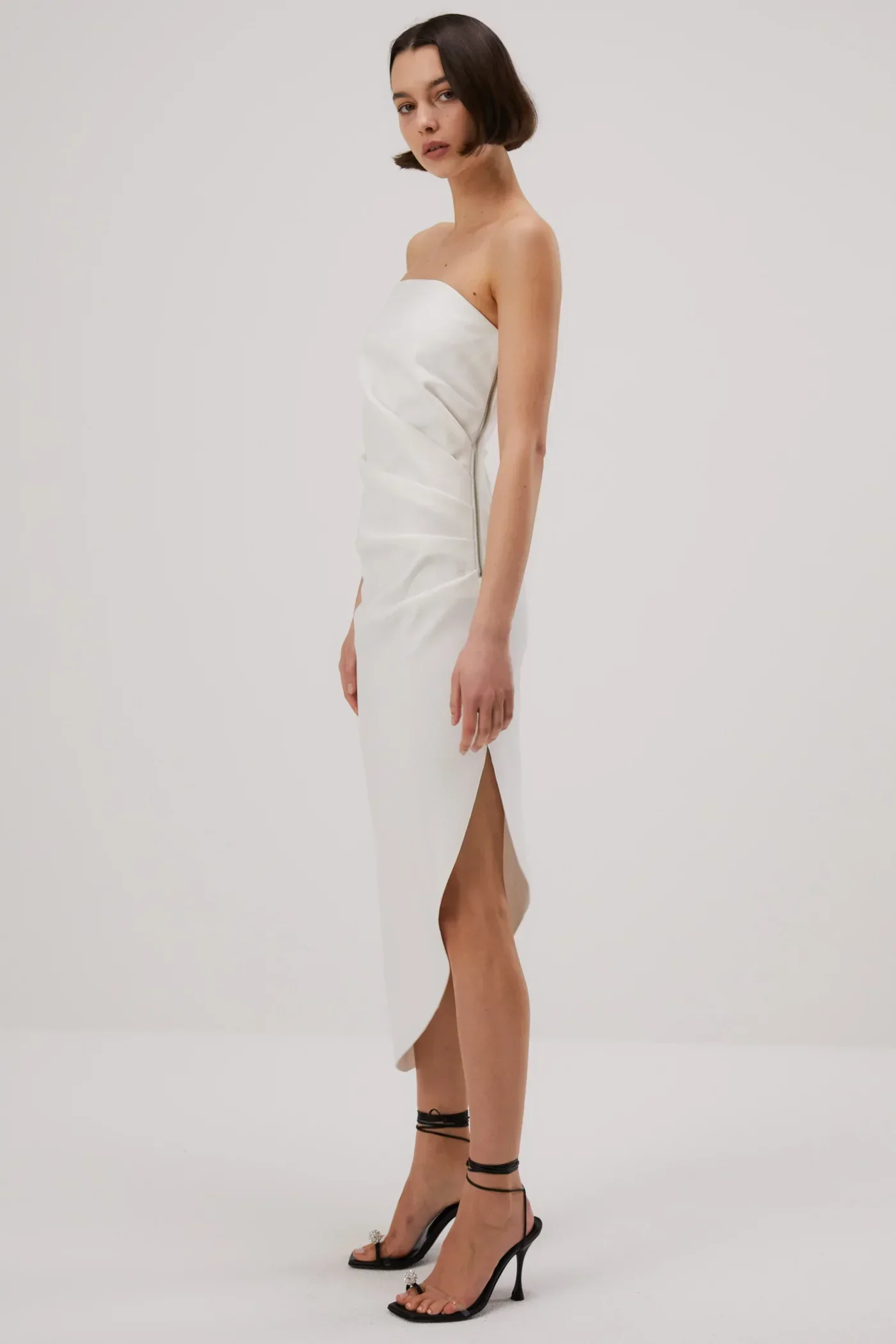 Misha Audrina Bonded Crepe Midi Dress - Ivory - Image 3