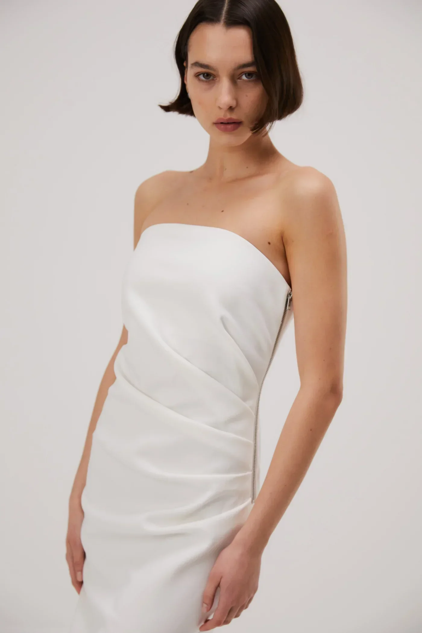 Misha Audrina Bonded Crepe Midi Dress - Ivory - Image 5