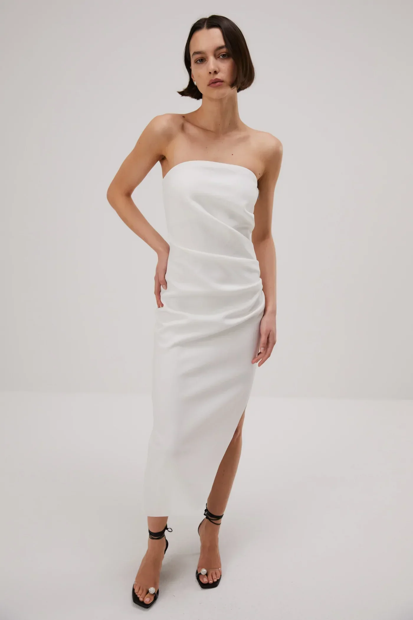 Misha Audrina Bonded Crepe Midi Dress - Ivory - Image 6
