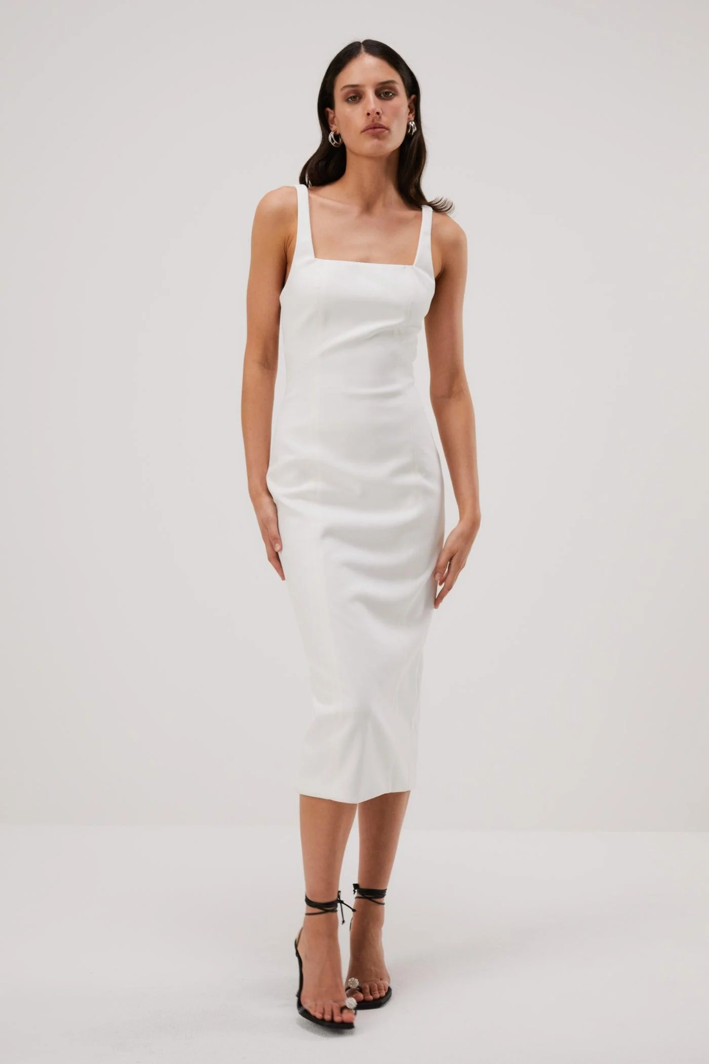 Misha Beck Bonded Midi Dress - Ivory - Image 2