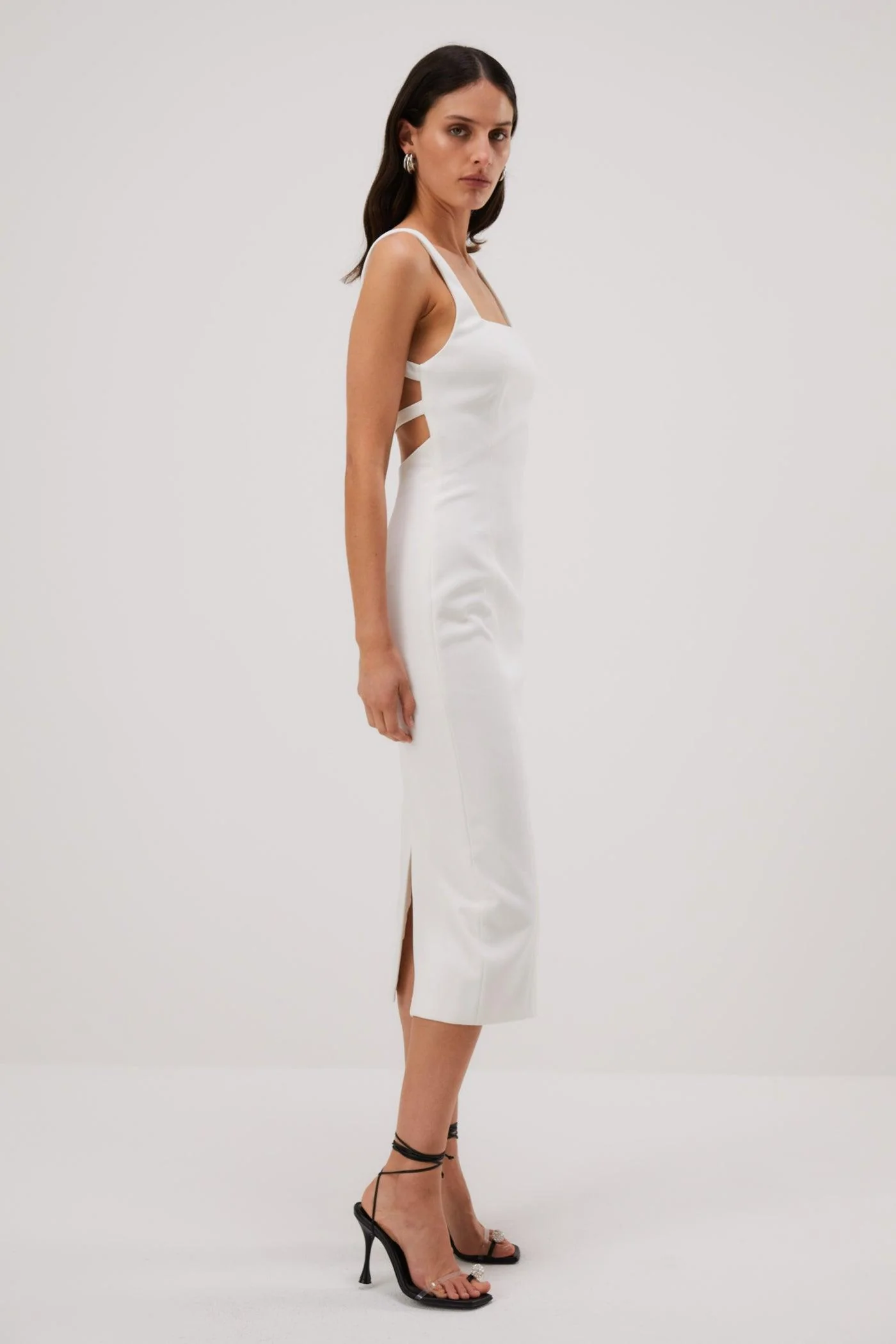 Misha Beck Bonded Midi Dress - Ivory - Image 4
