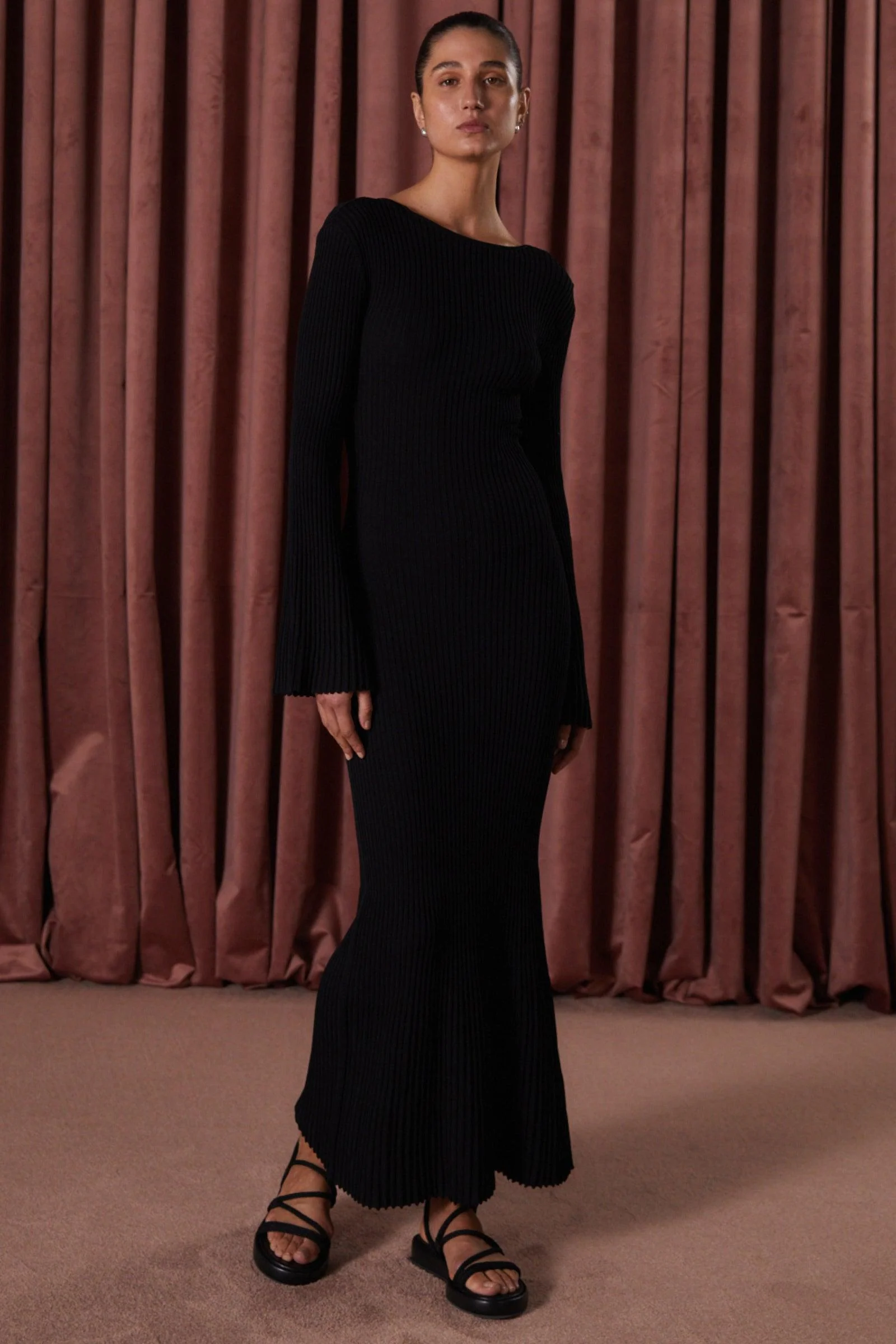 Misha Briar Reversible Rib Knit Dress - Black - Image 2