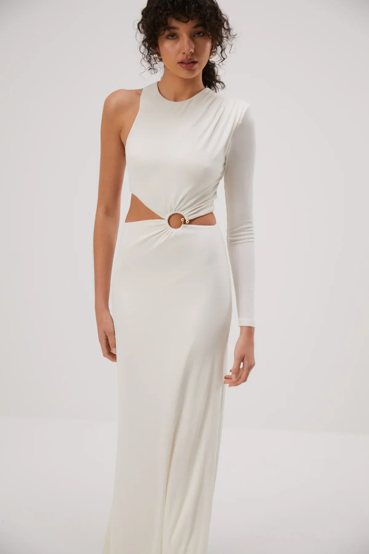 Misha Brigitta Slinky Jersey Gown - Ivory - Image 3