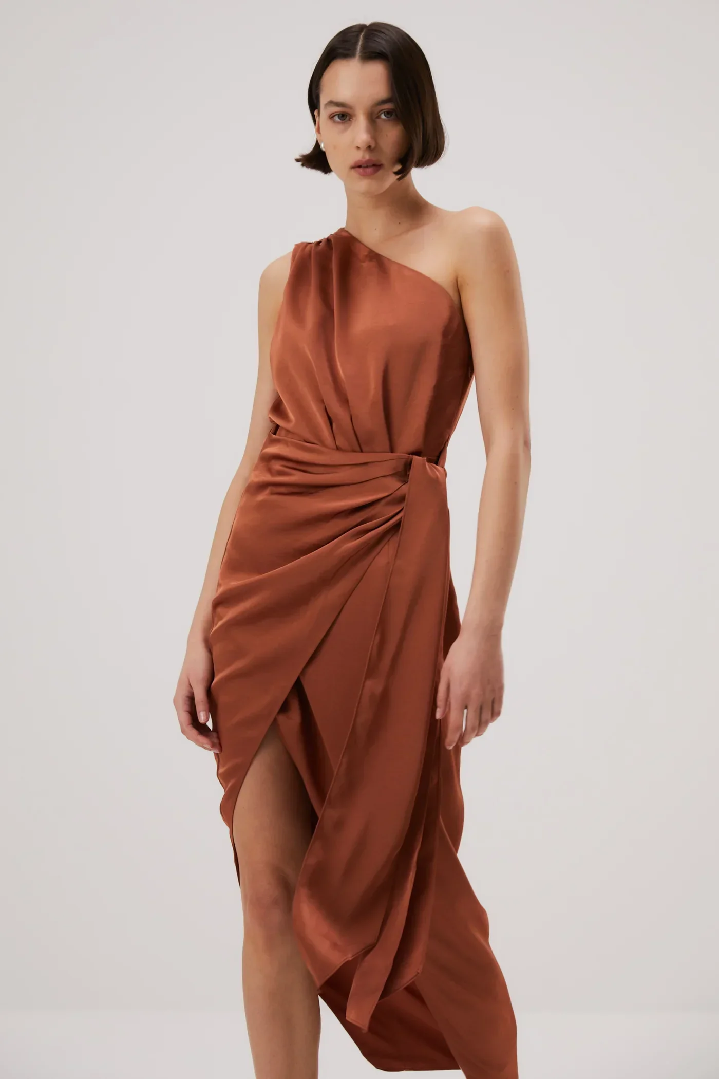 Misha Brooks Satin Midi Dress - Copper - Image 3