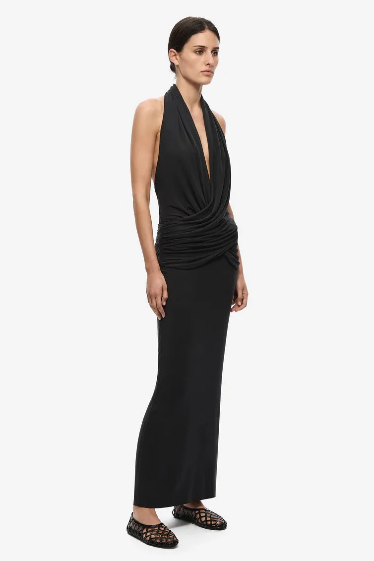Misha Cabana Cupro Dress - Black - Image 3