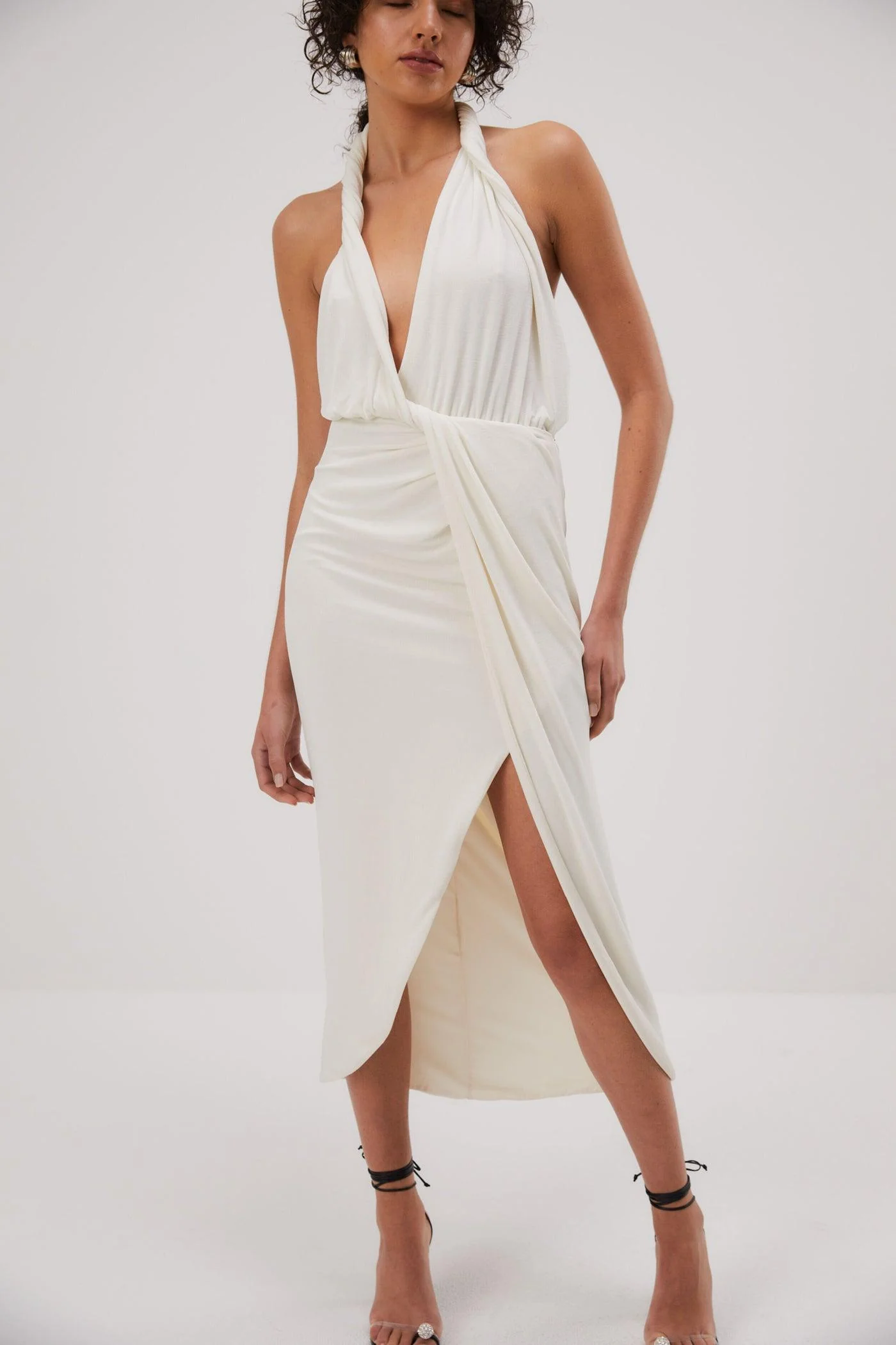 Misha Cressida Slinky Jersey Midi Dress - Ivory - Image 4