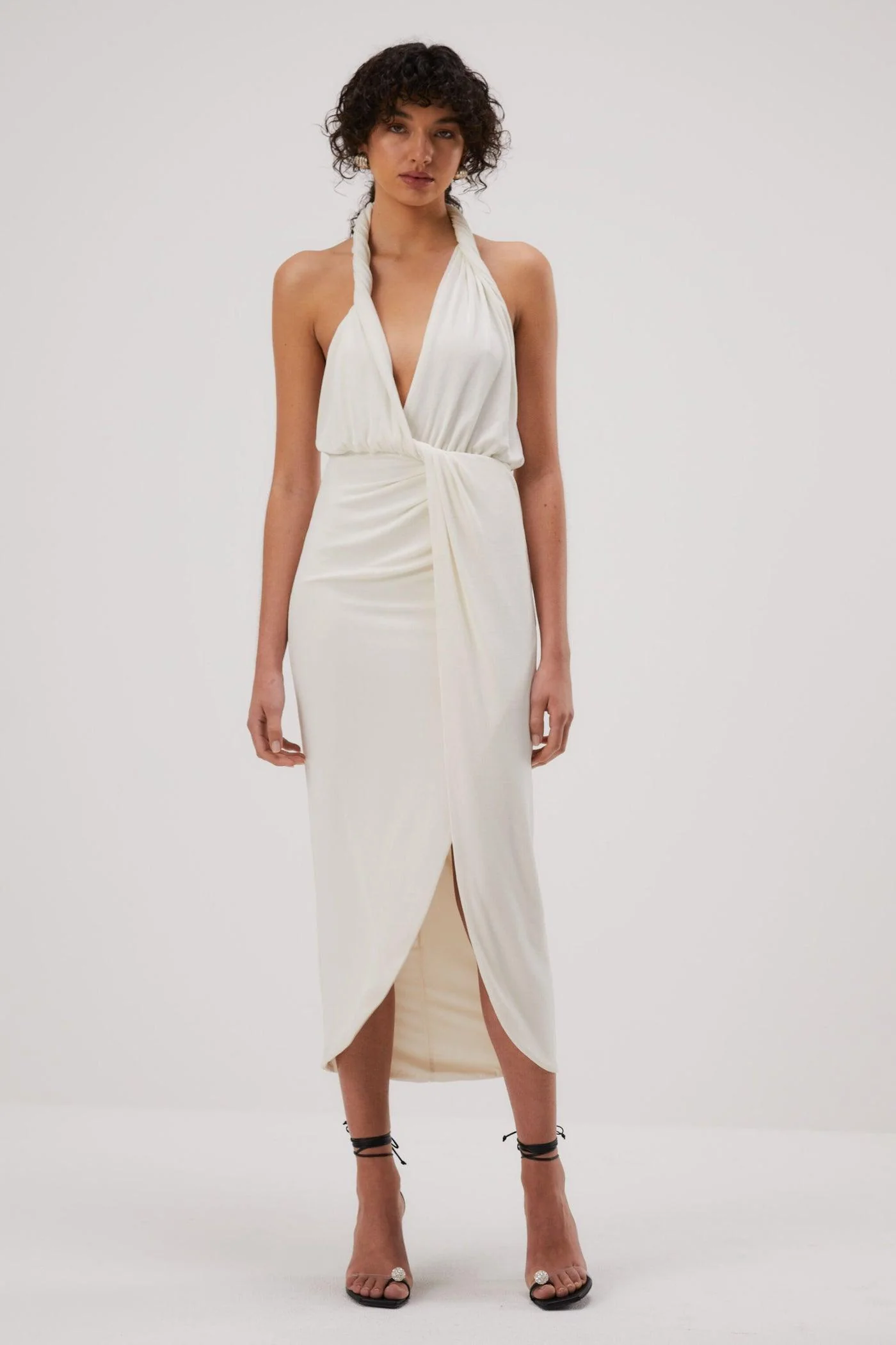 Misha Cressida Slinky Jersey Midi Dress - Ivory - Image 5