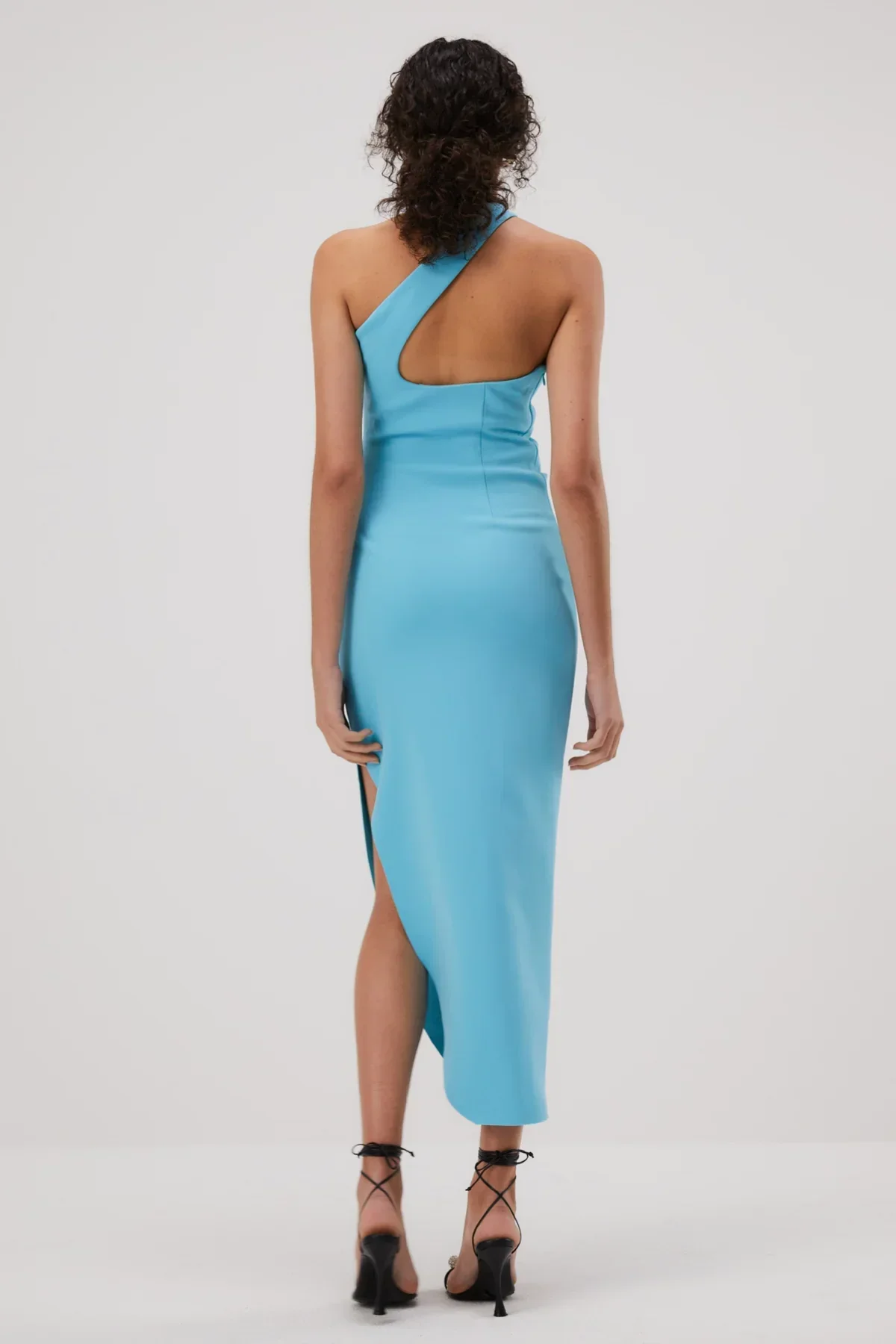 Misha Delancey Bonded Crepe Midi Dress - Aegan Blue - Image 2