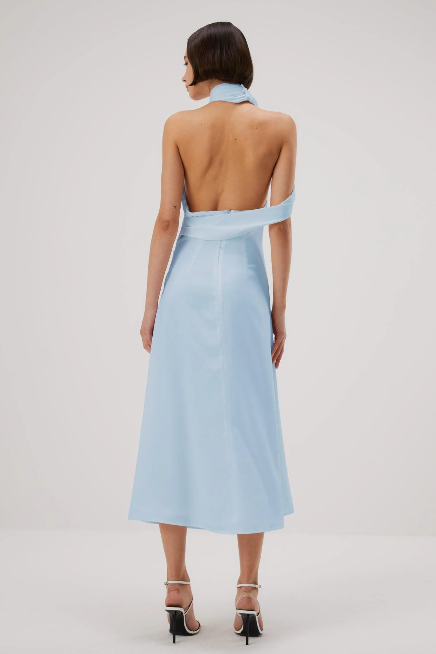 Misha Della Satin Midi Dress - Sky Blue - Image 2