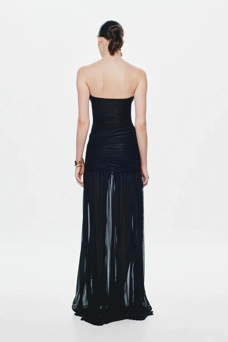Misha Ember Wrapped Dress - Black - Image 2