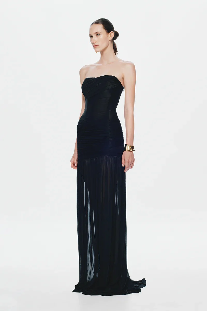 Misha Ember Wrapped Dress - Black - Image 3