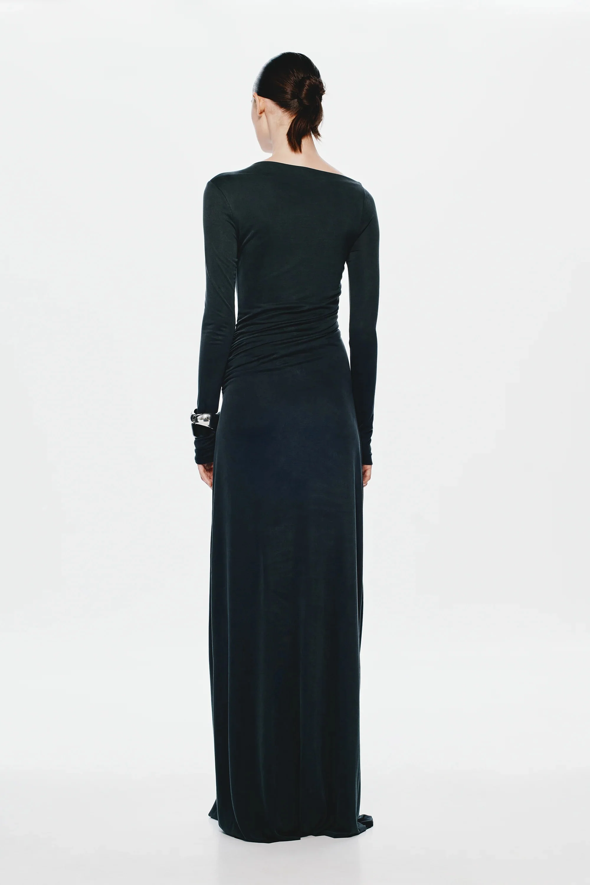 Misha Glacier Cupro Long Sleeve Maxi Dress - Black - Image 2
