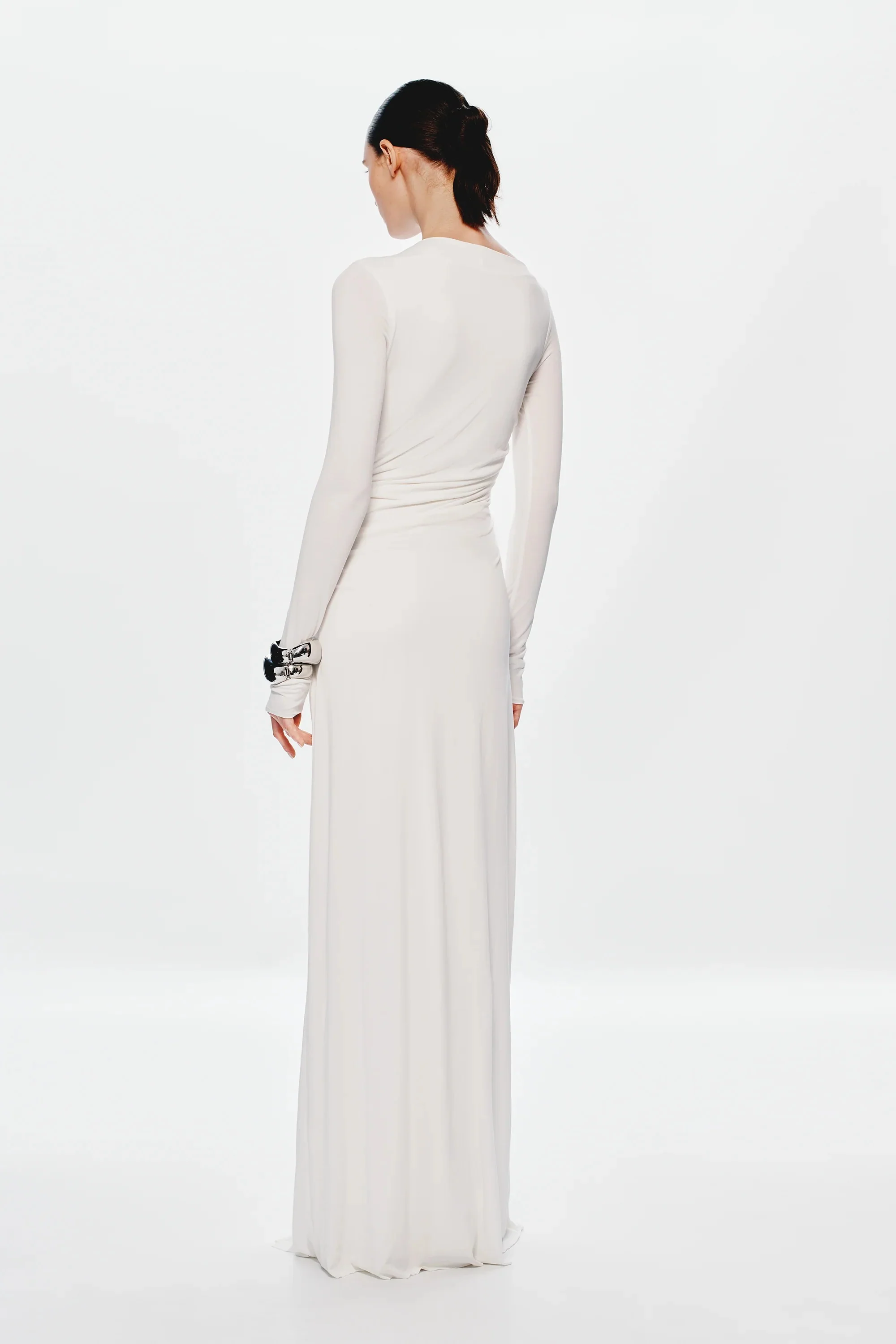 Misha Glacier Cupro Long Sleeve Maxi Dress - Ivory - Image 2