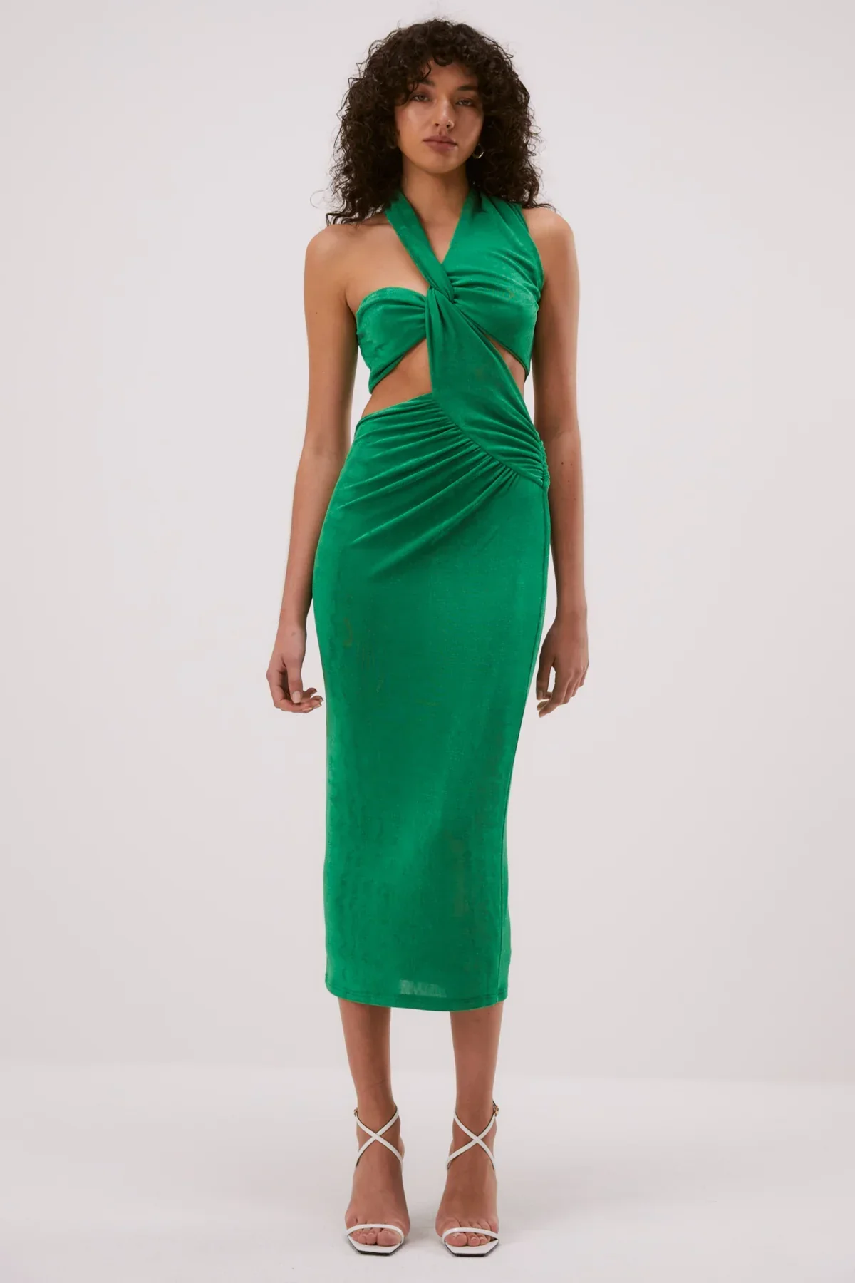 Misha Graciela Slinky Jersey Midi Dress - Island Green - Image 3