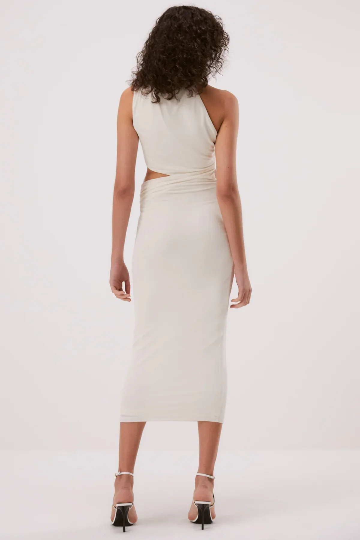 Misha Graciela Slinky Jersey Midi Dress - Ivory - Image 2