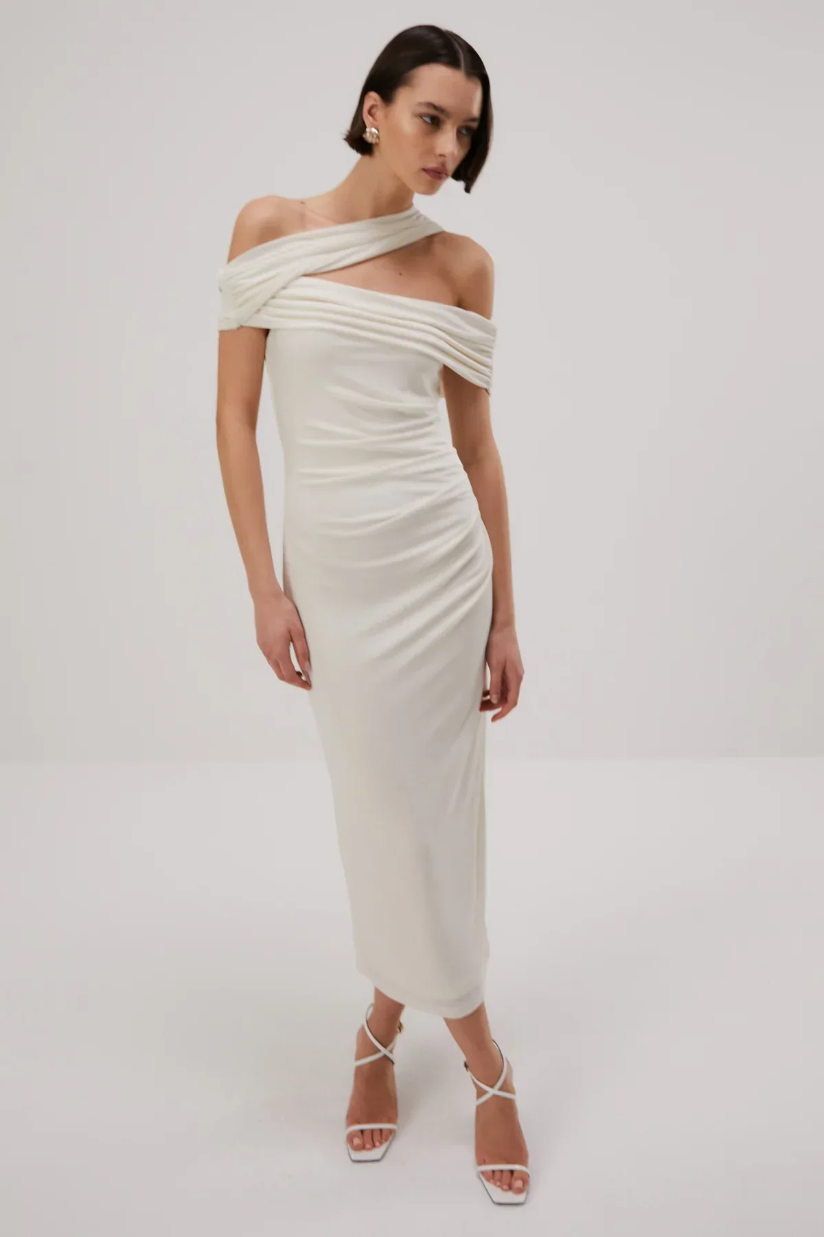 Misha Imani Slinky Jersey Midi Dress - Ivory - Image 3