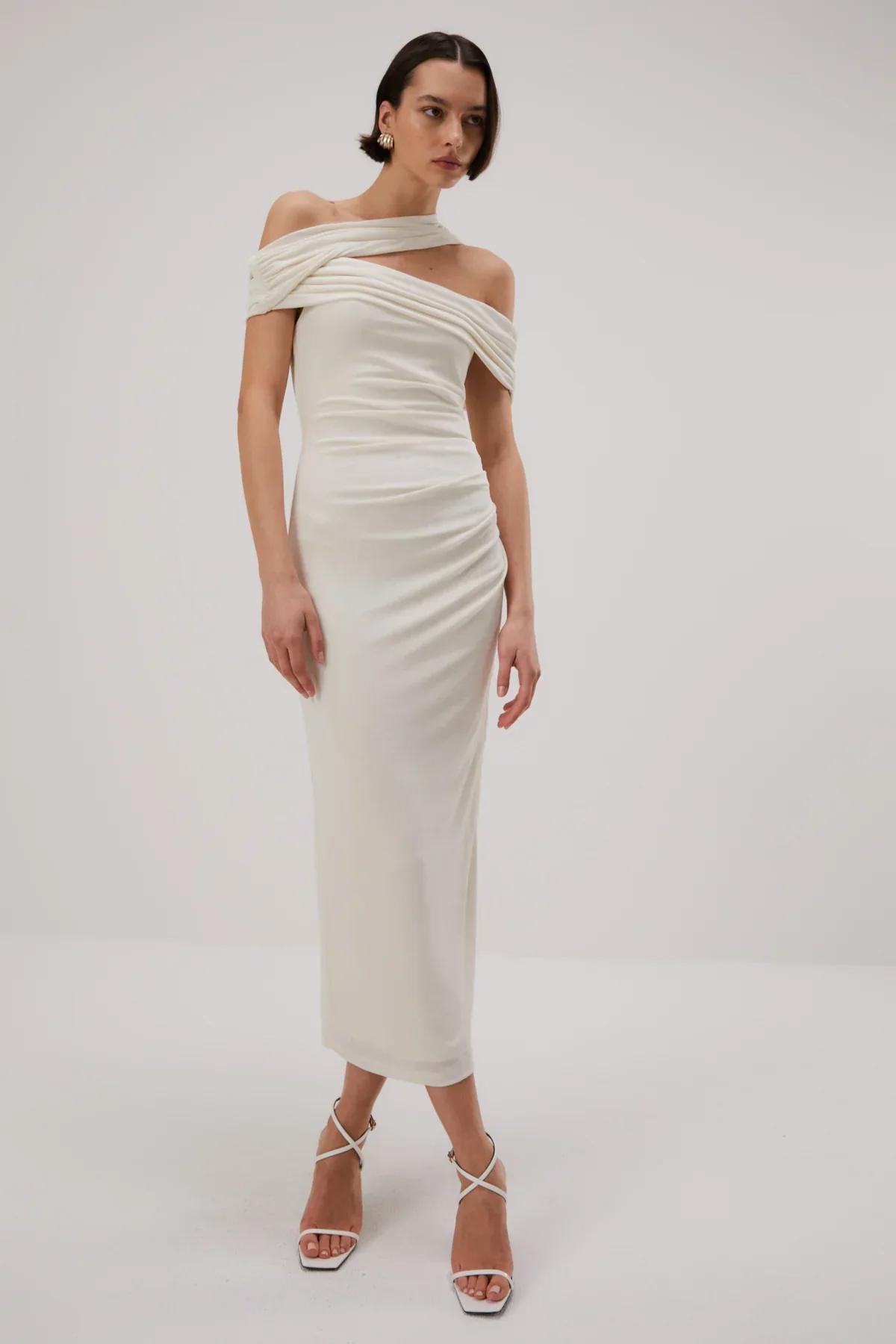 Misha Imani Slinky Jersey Midi Dress - Ivory - Image 4