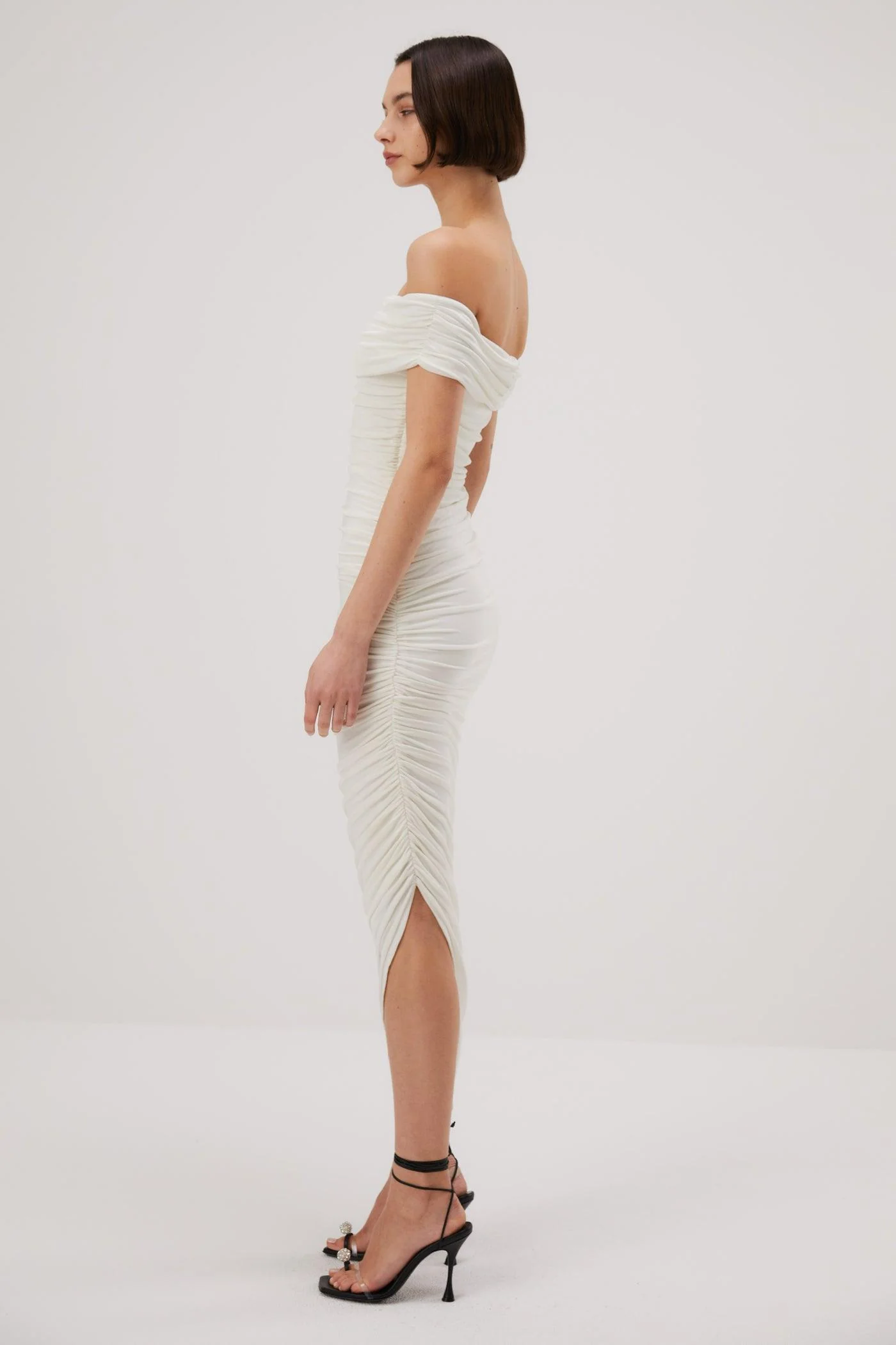 Misha Keoni Slinky Jersey Midi Dress - Ivory - Image 3
