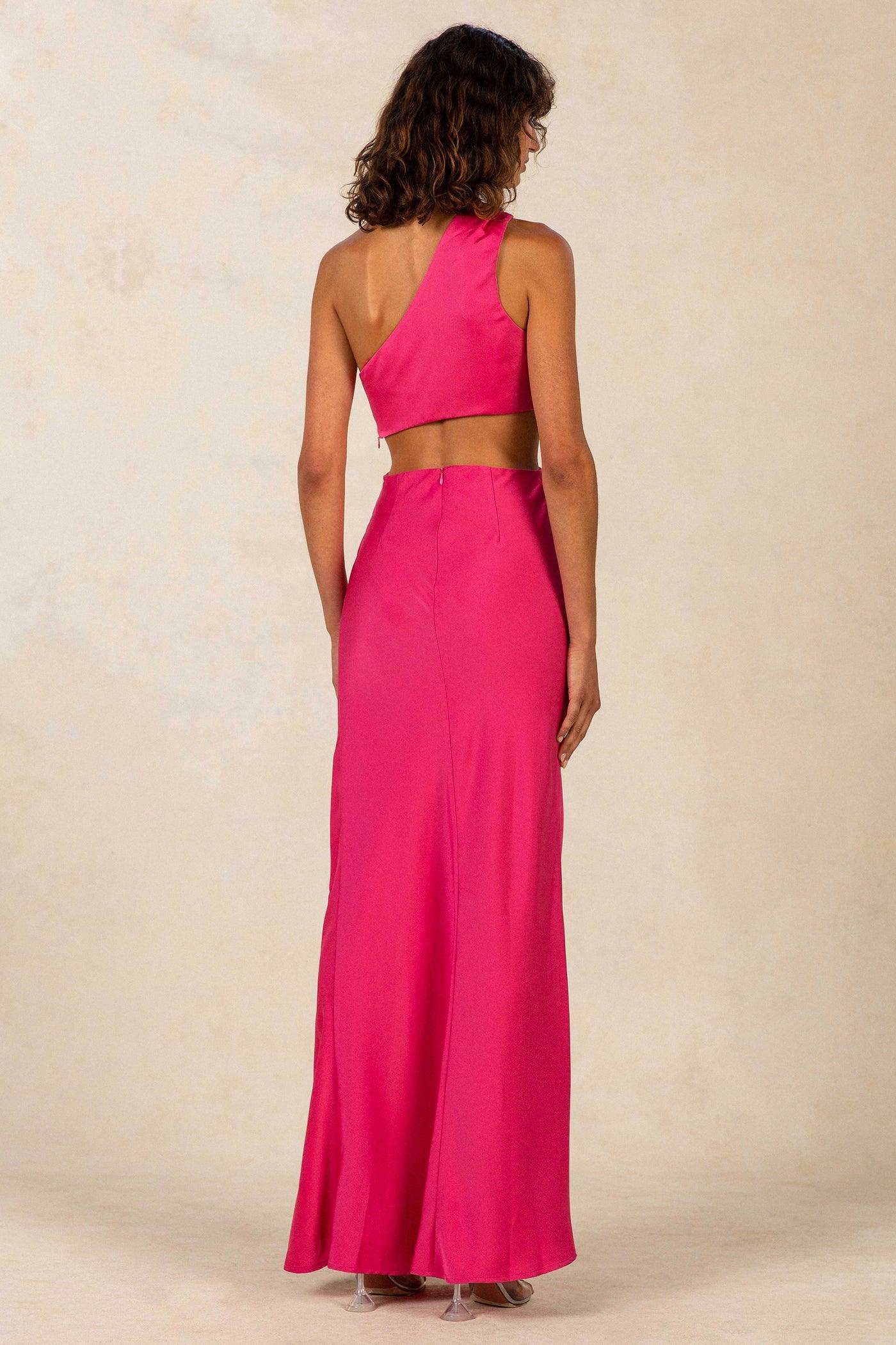 Misha Kristin Satin Gown - Hot Pink - Image 2