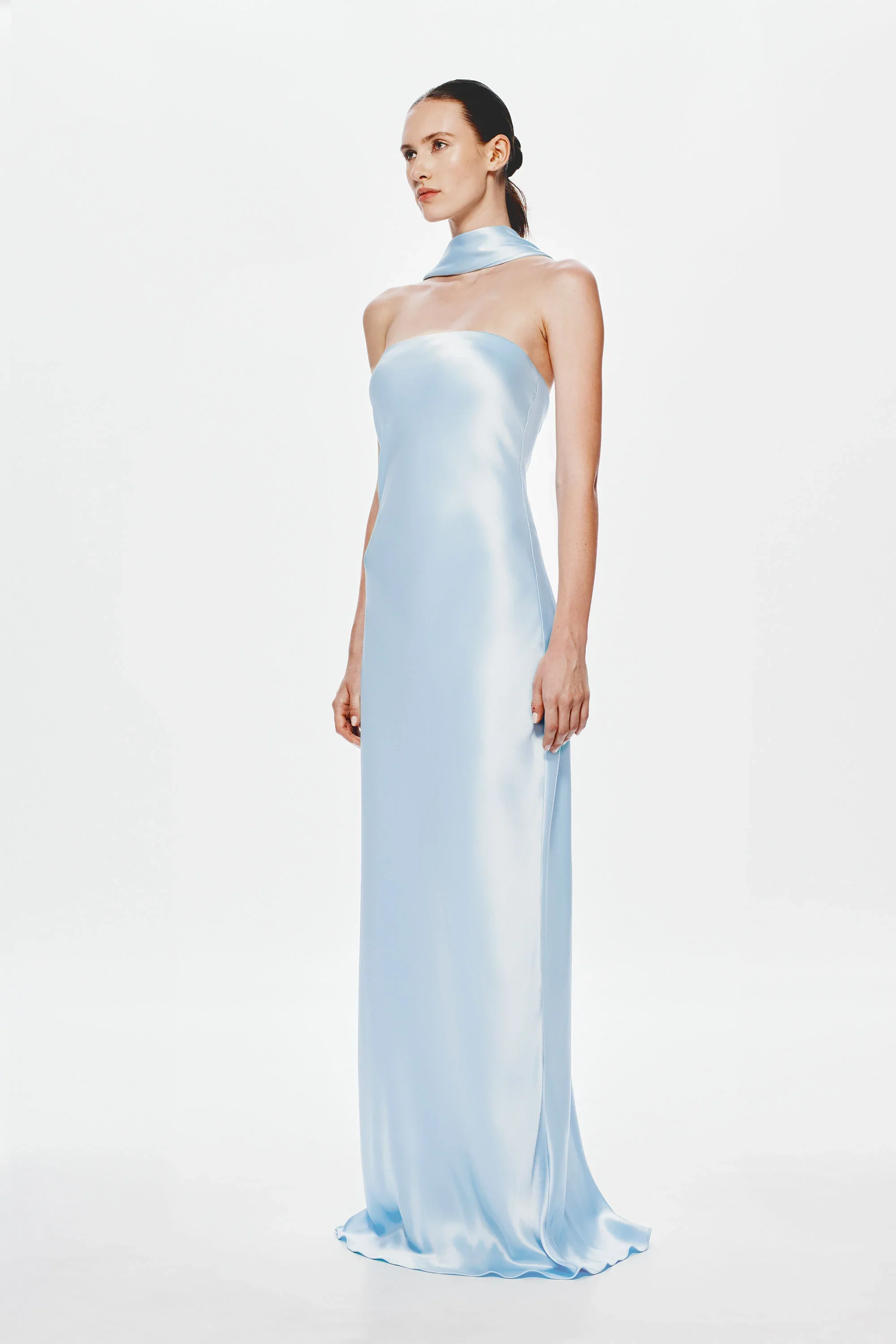 Misha Lilia Satin Gown - Dove - Image 3