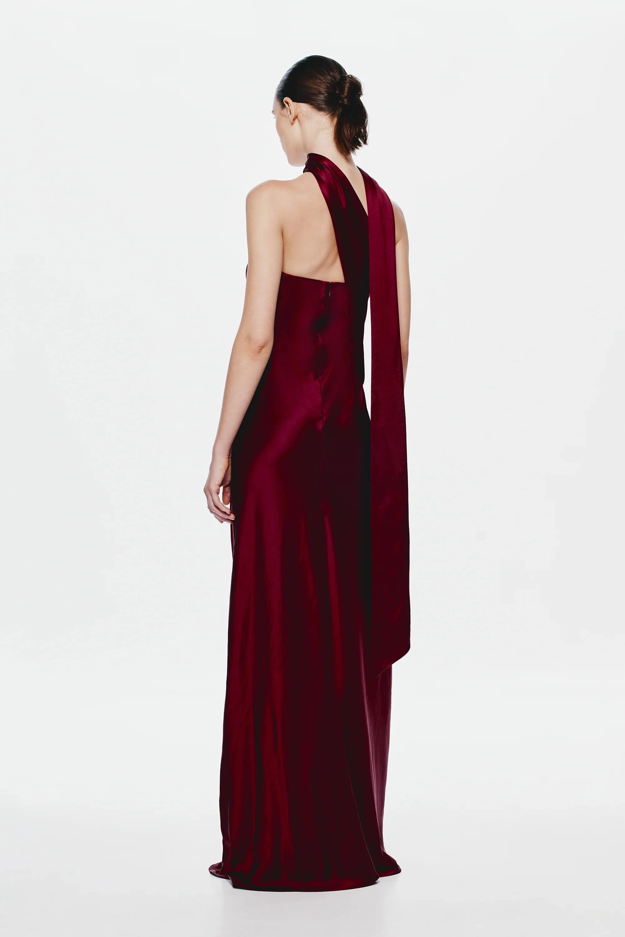 Misha Lilia Satin Gown - Port - Image 2