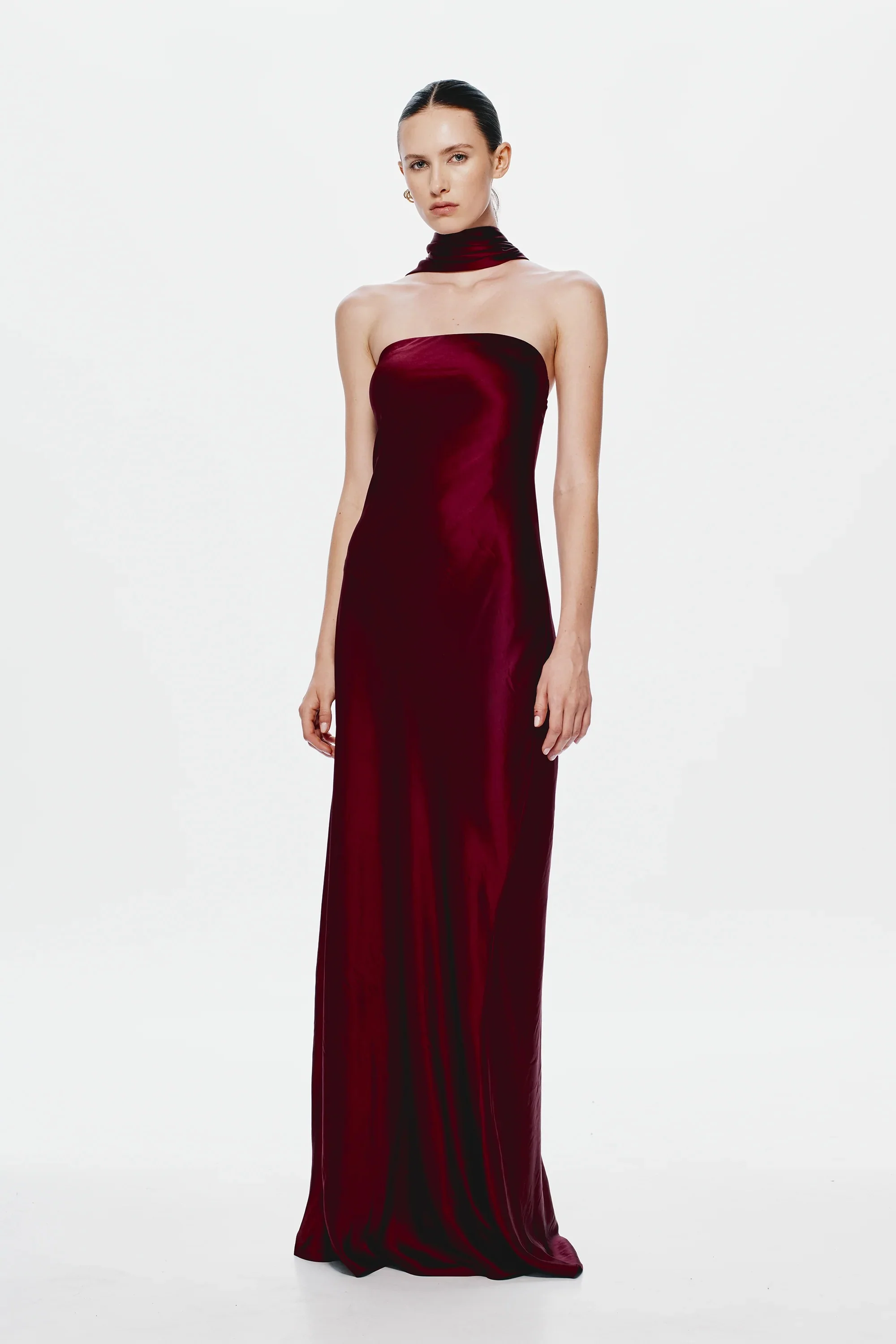 Misha Lilia Satin Gown - Port - Image 3