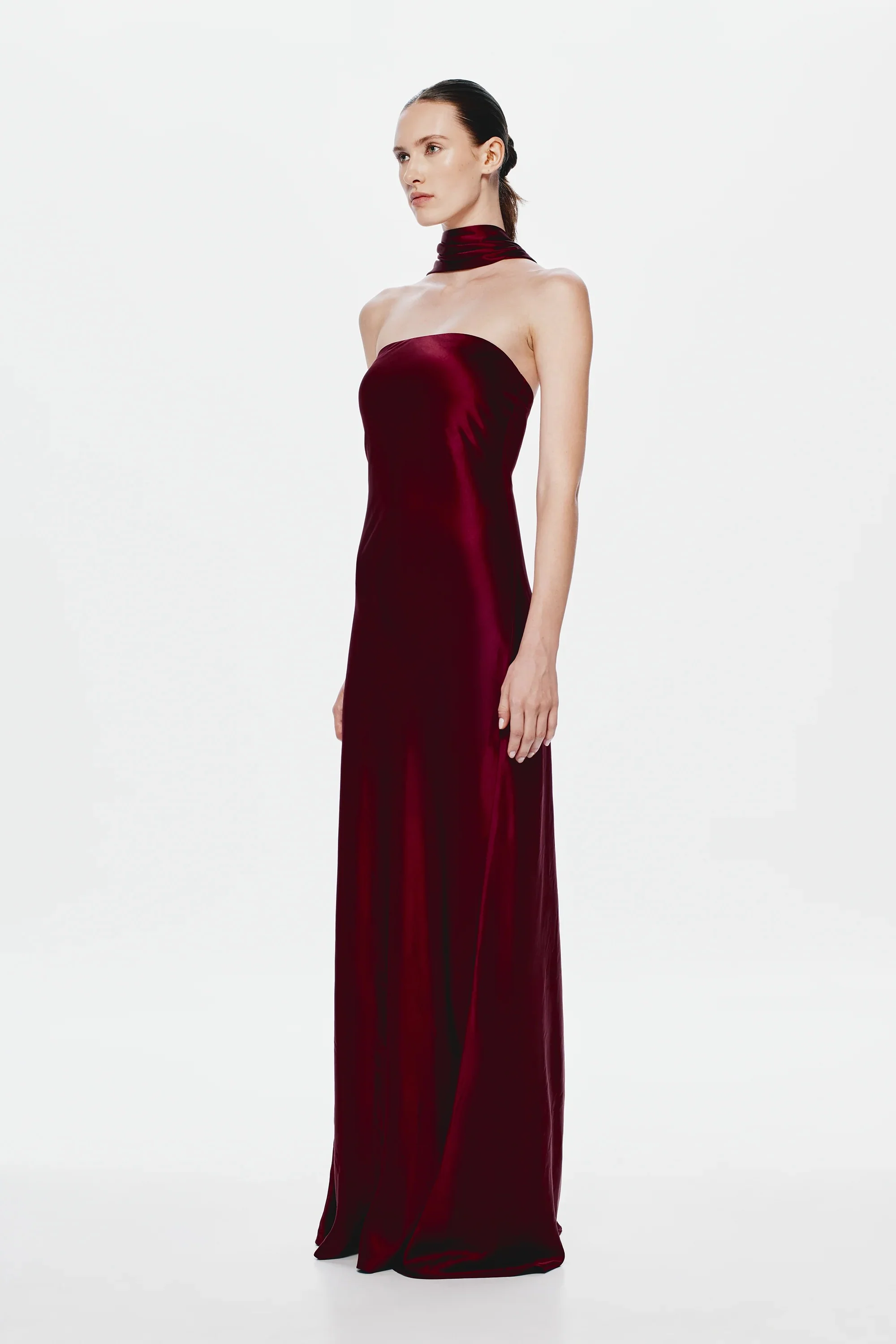 Misha Lilia Satin Gown - Port - Image 4