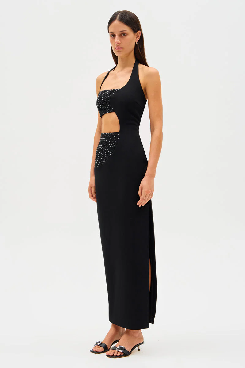 Misha Polina Crepe Diamanté Maxi Dress - Black - Image 4
