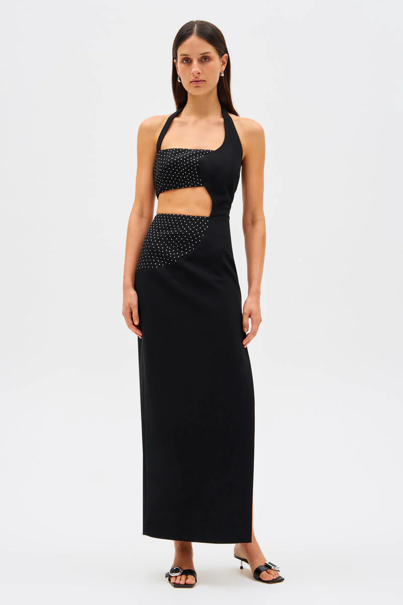 Misha Polina Crepe Diamanté Maxi Dress - Black - Image 5