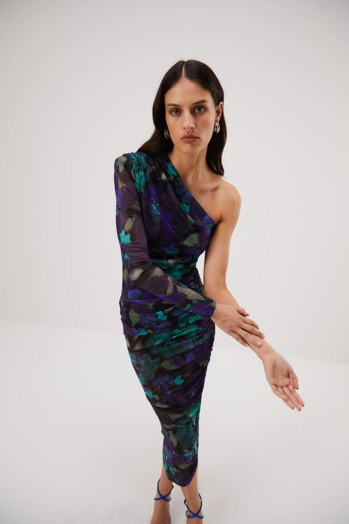 Misha Ramona Mesh Midi Dress - Water Color Floral - Image 3