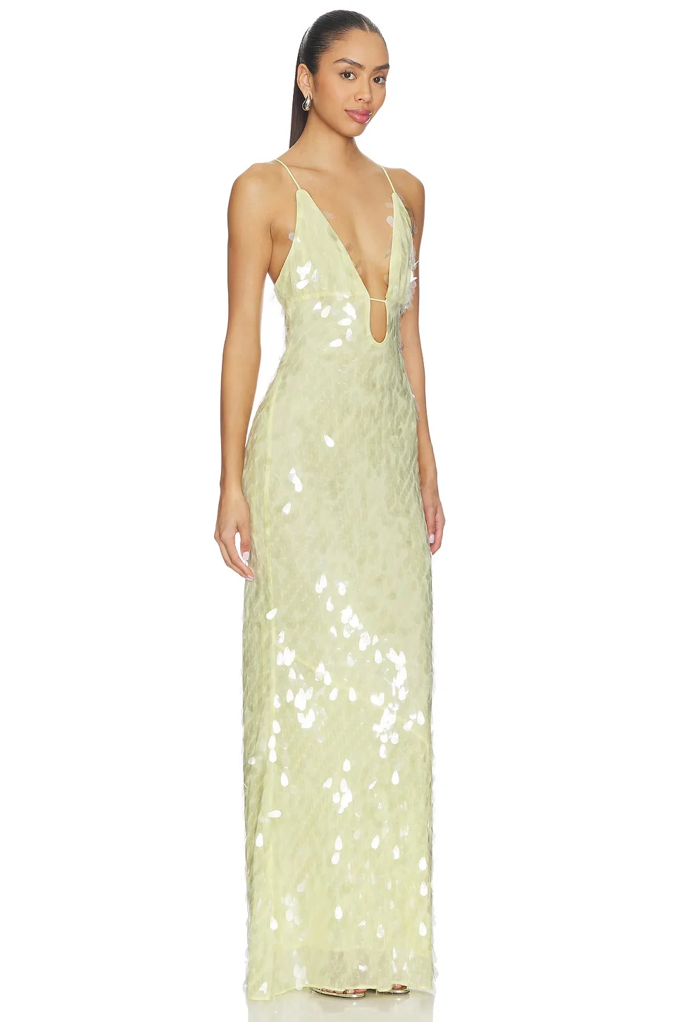Misha Sapphire Sequin Maxi Dress - Lemon - Image 3