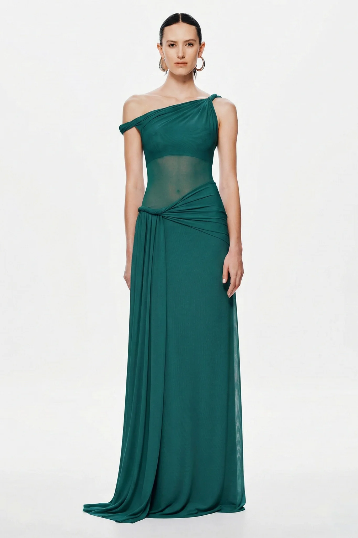 Misha Sisal Mesh Maxi Dress - Teal Blue