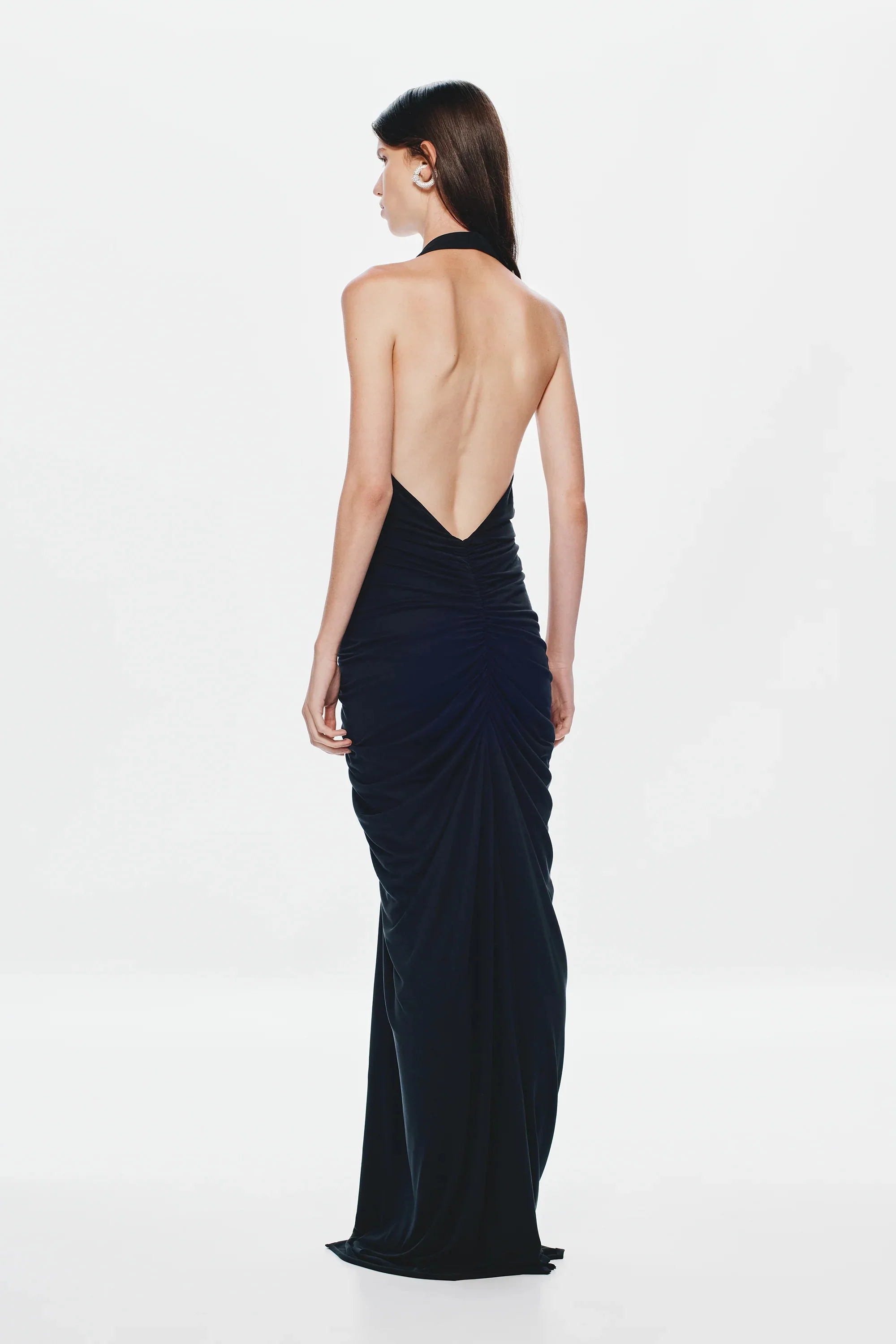 Misha Venus Gathered Cupro Dress - Black - Image 2