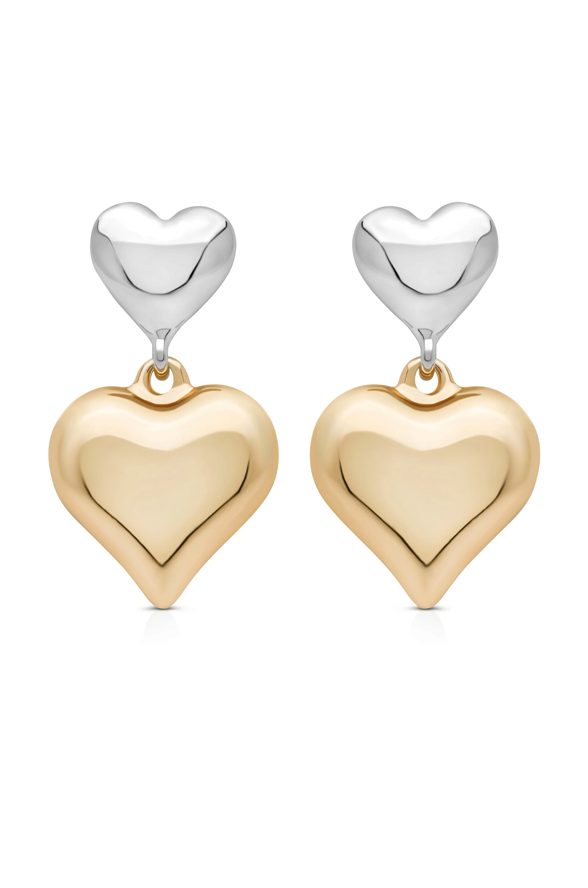 Mixed Metal Heart Earrings