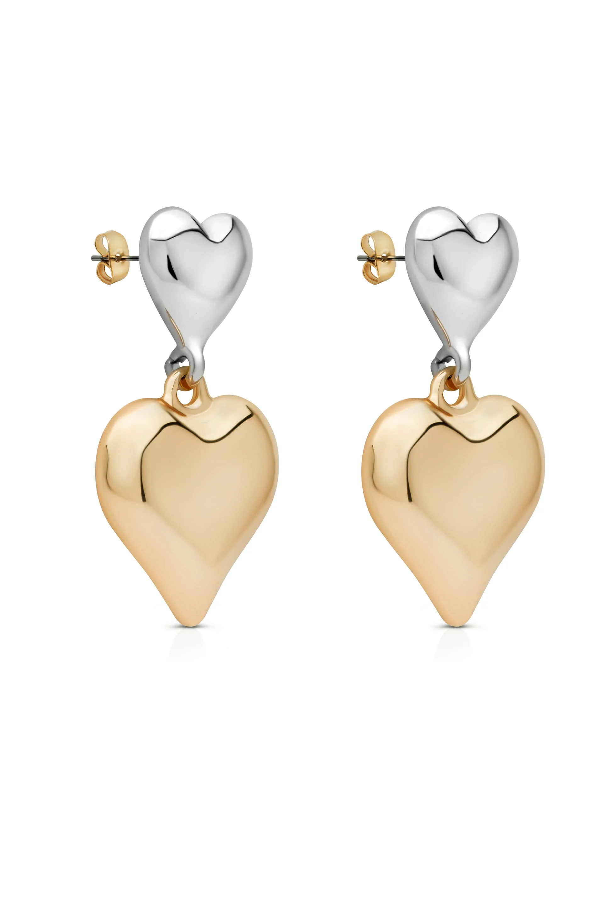 Mixed Metal Heart Earrings - Image 2