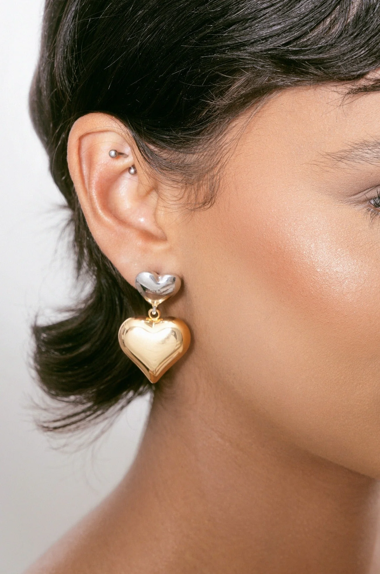 Mixed Metal Heart Earrings - Image 3