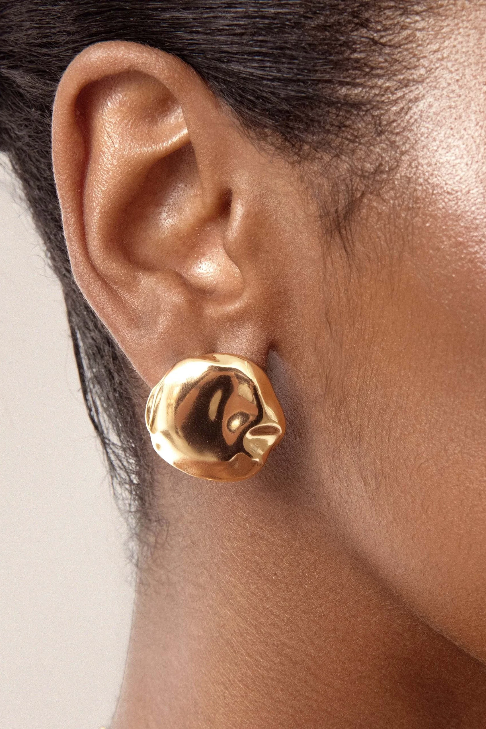 Molten Button Studs - Gold - Image 4
