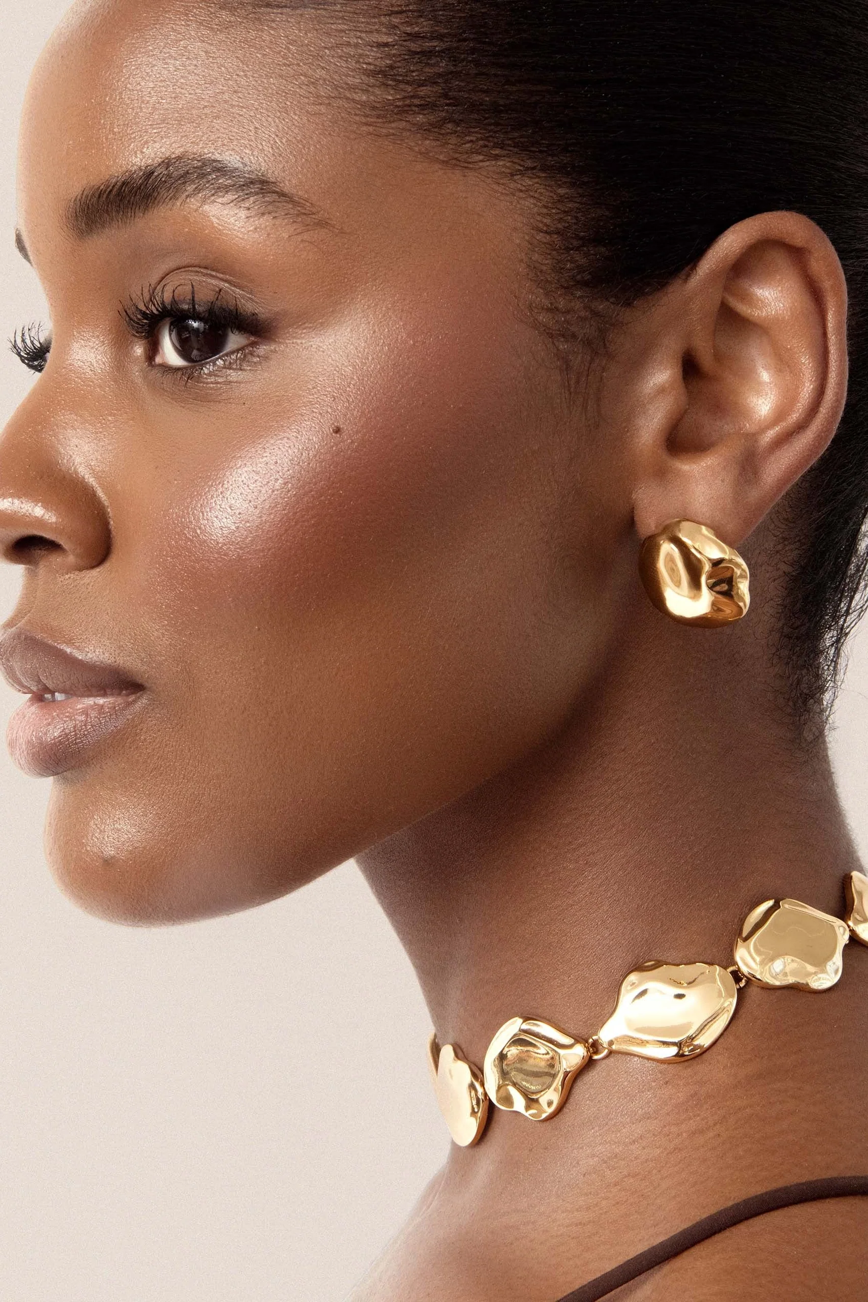 Molten Button Studs - Gold - Image 5