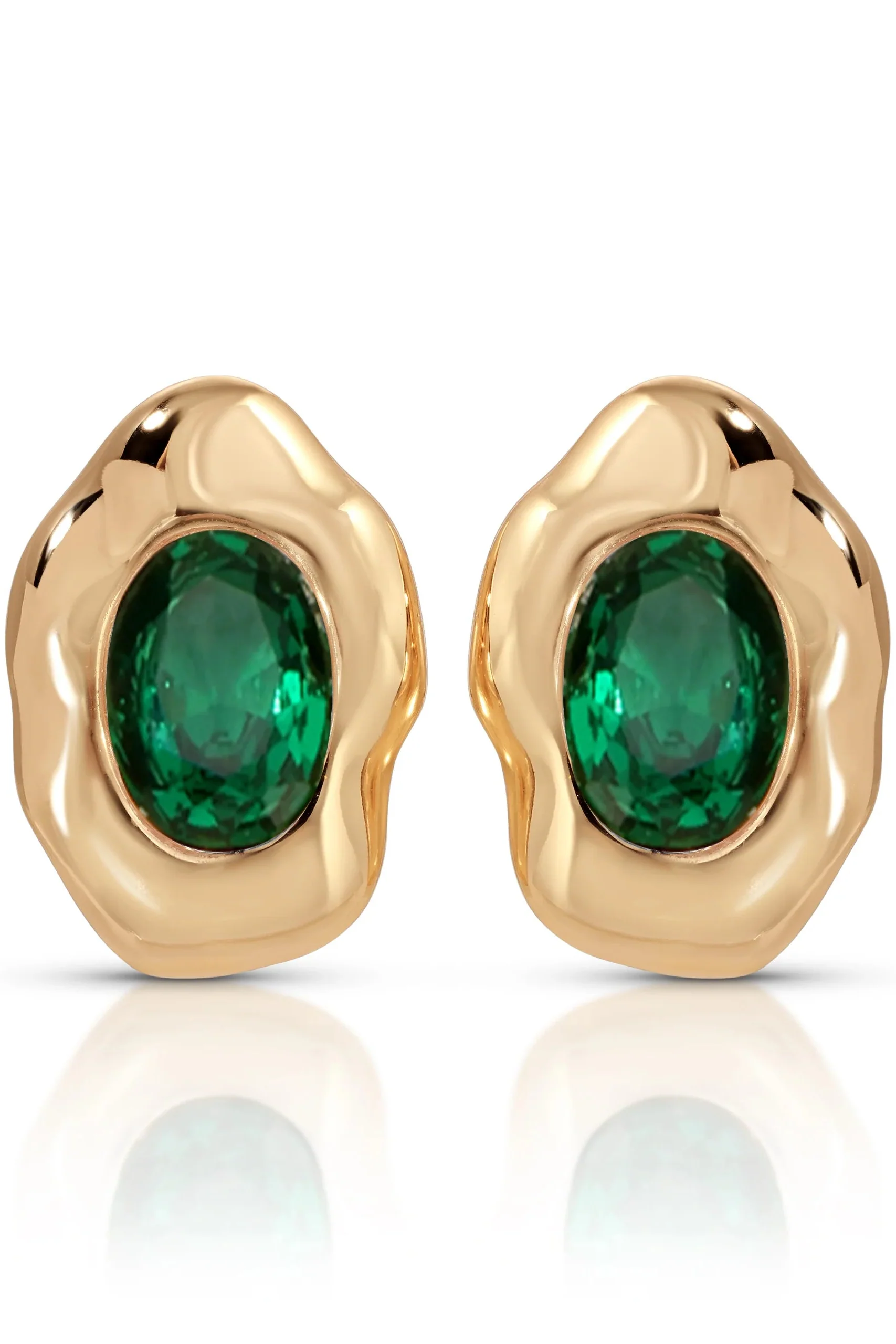 Molten Glow Crystal Studs - Emerald