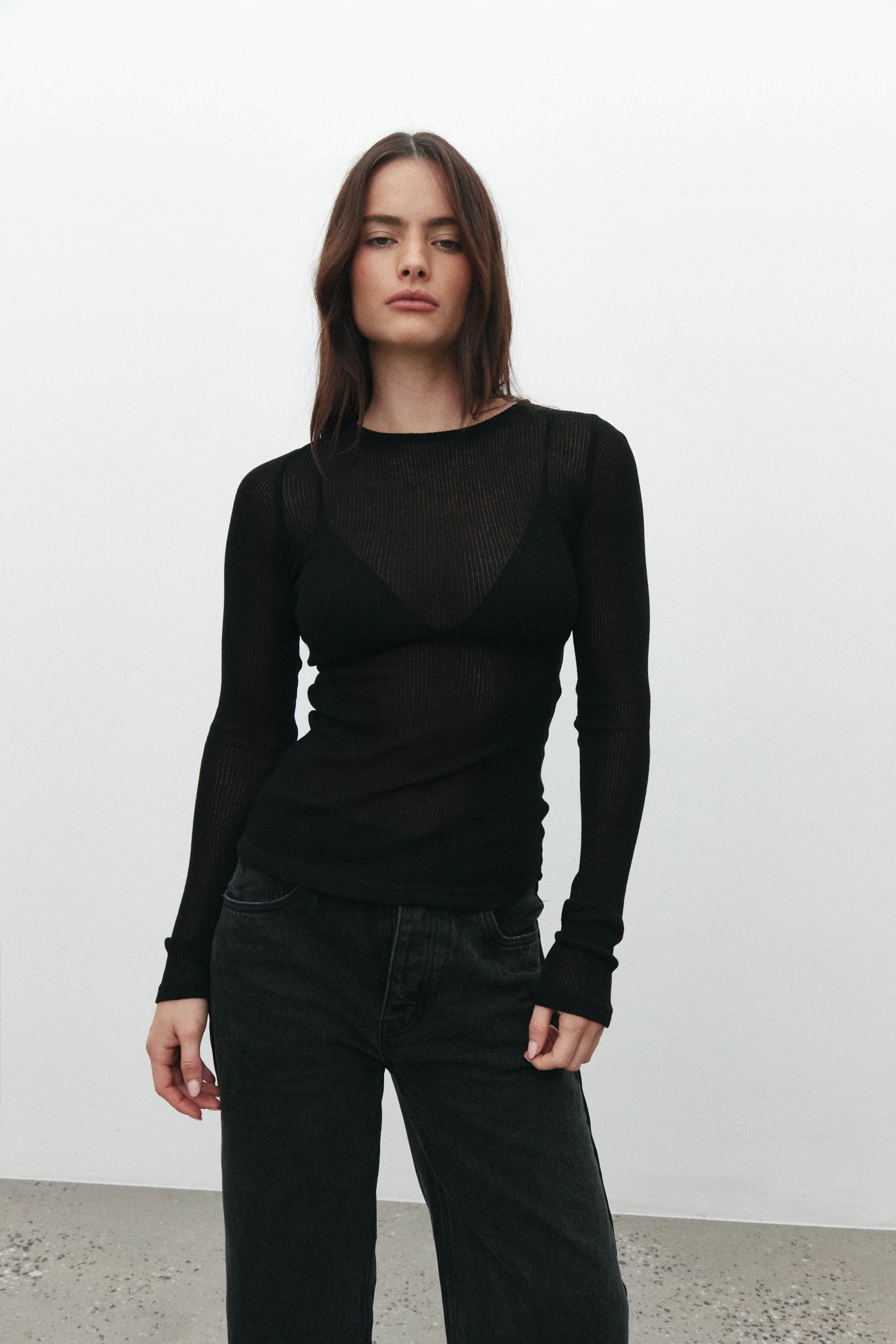 Myles Crew Neck Top - Black - Image 3