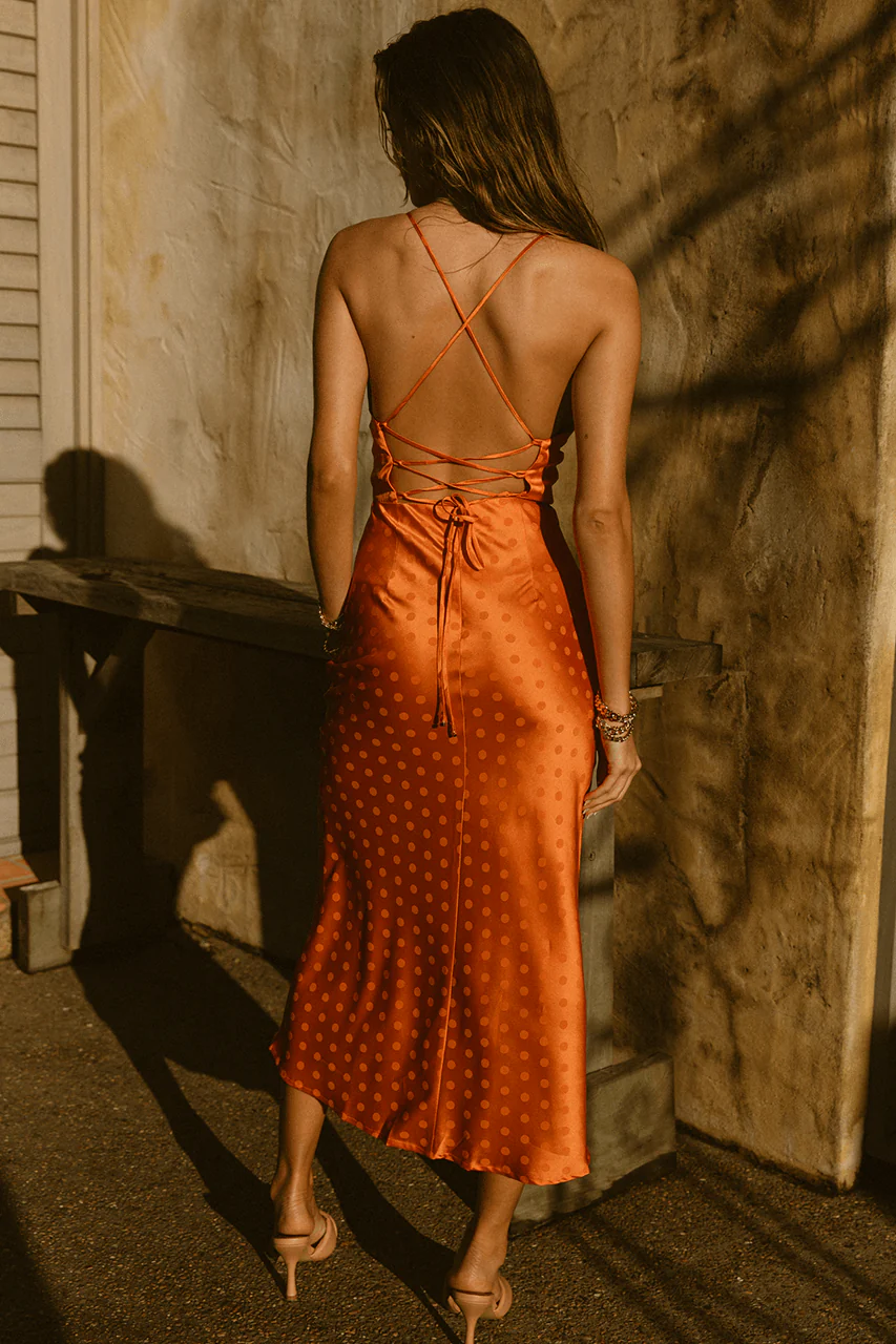 Nadia Slip Dress - Orange Spot - Image 2