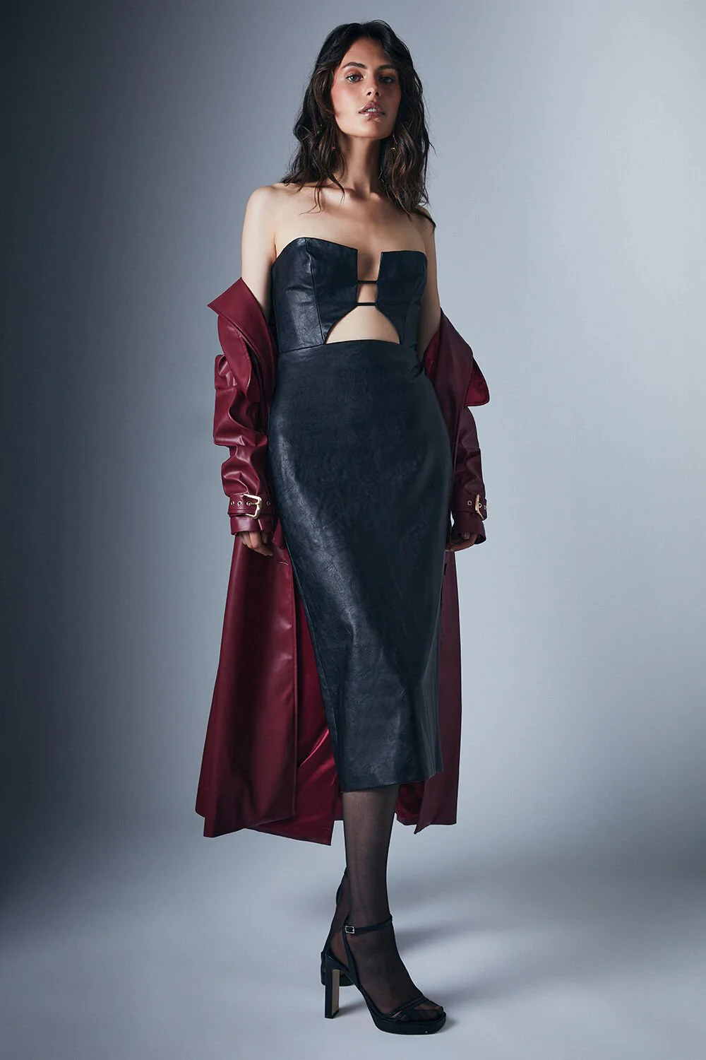 Nefeli Vegan Leather Dress - Black - Image 3