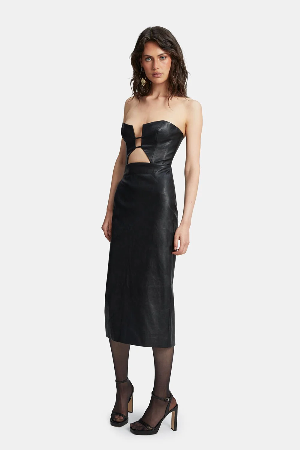 Nefeli Vegan Leather Dress - Black - Image 5