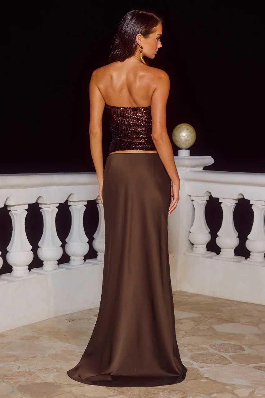 Nessa Maxi Skirt - Chocolate - Image 2